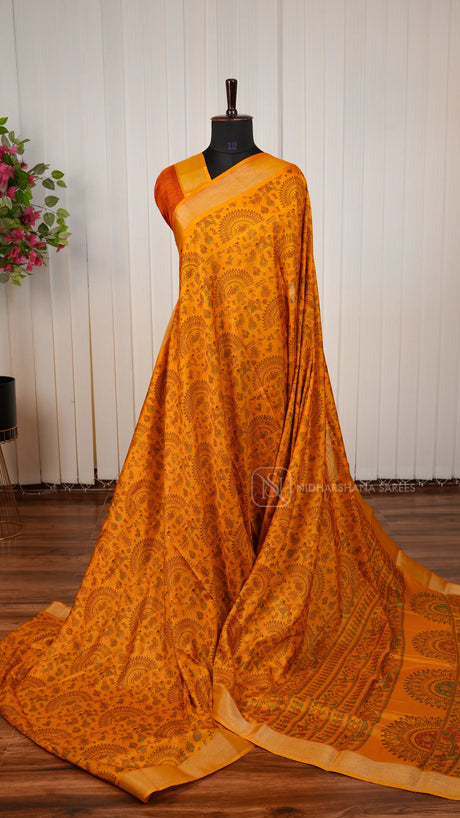 Semi Dola With Warli Print Concept And Zari Border