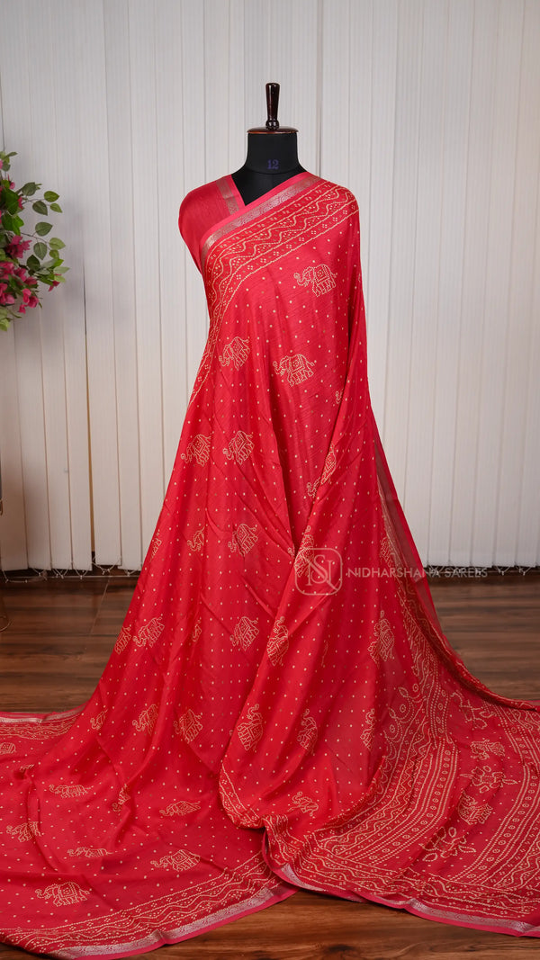 Semi Crepe Silk With Elephant Digital Print