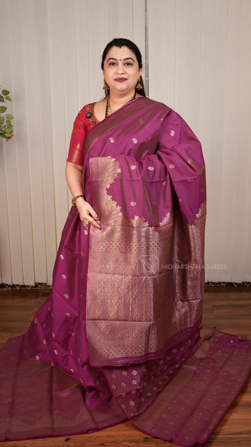 Semi Tussar Silk Saree With Mango Motif Butta And Turning Border Concept