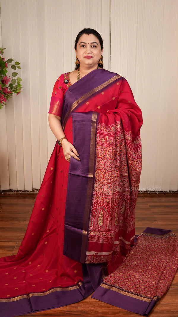 Semi Tussar Georgette Saree With Zari Butta And Satin Border