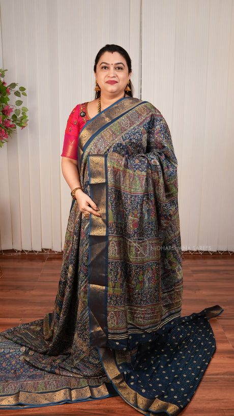 Georgette Saree With Sequence And Emboss Concept