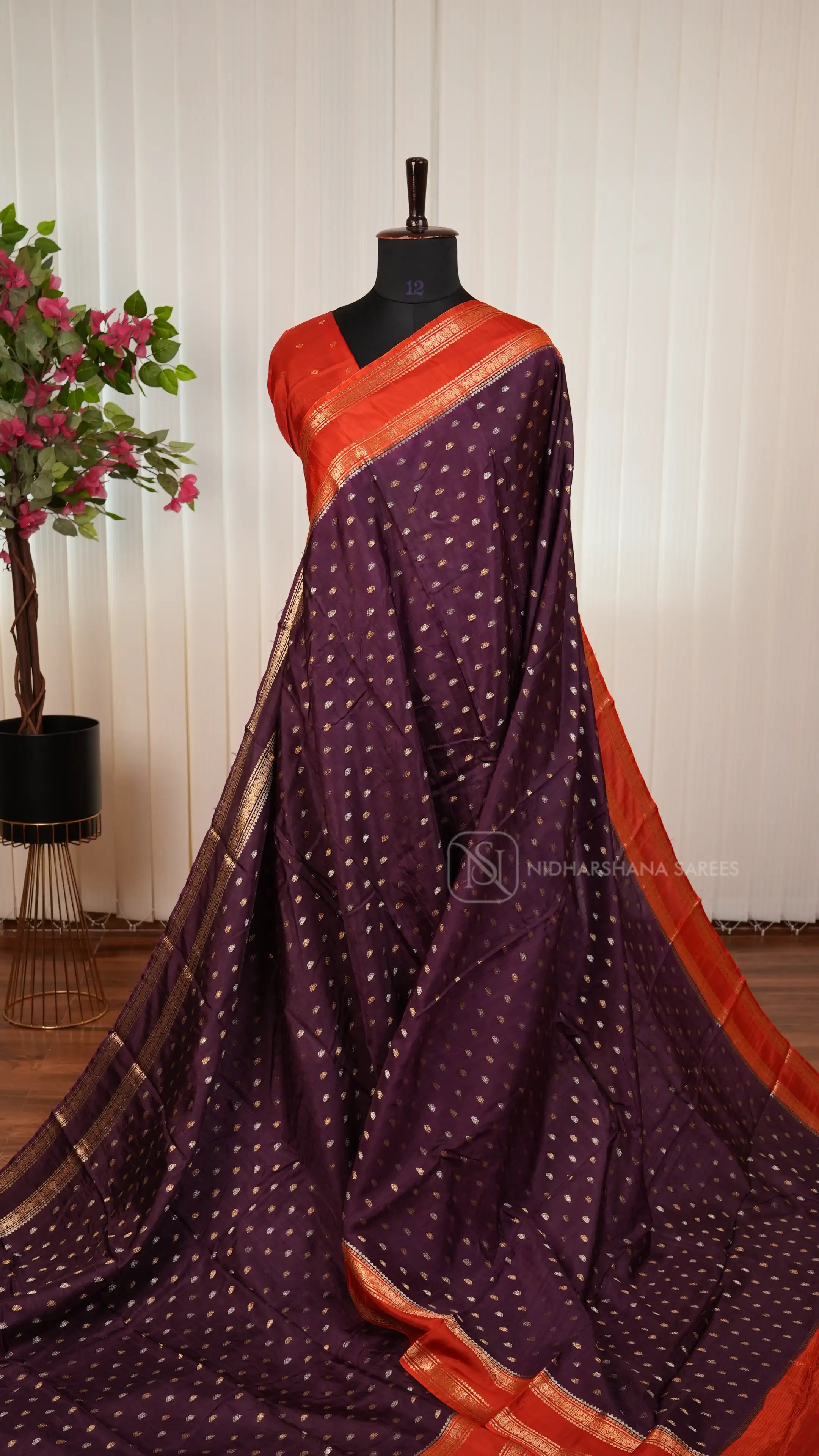Tussar By Raw Silk With Siver And Gold Zari Butta And Gap Style Border