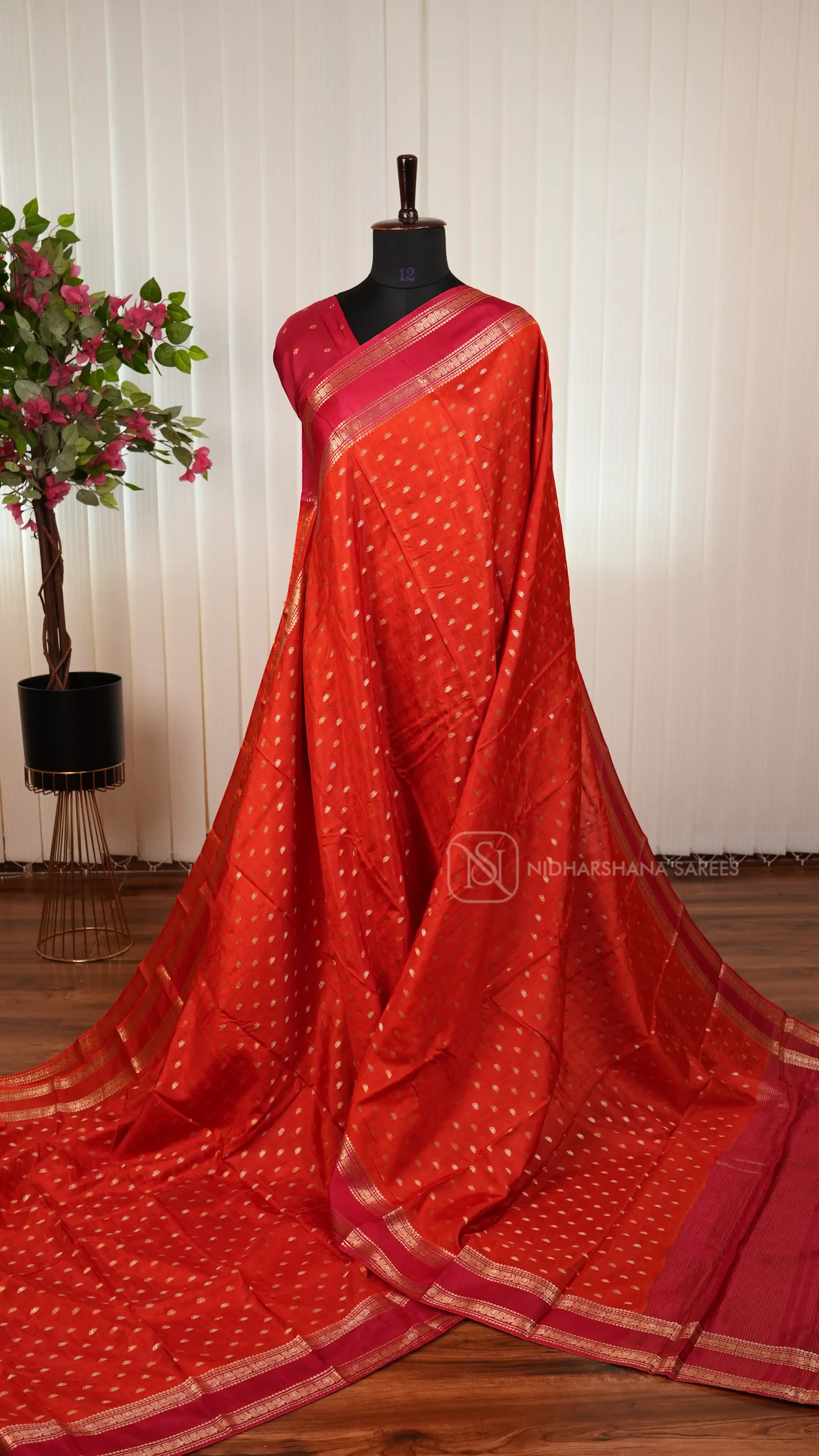 Tussar By Raw Silk With Siver And Gold Zari Butta And Gap Style Border