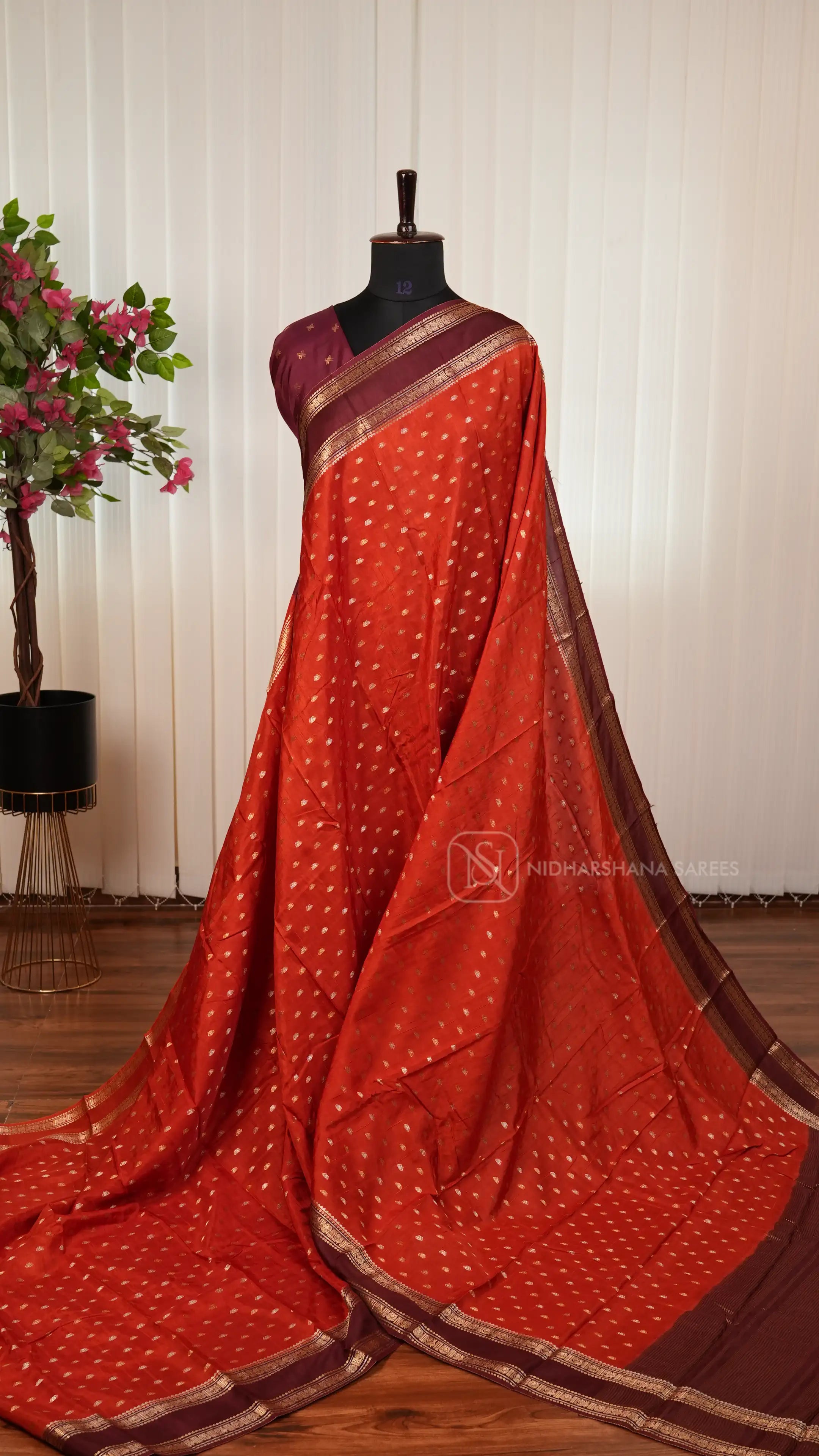 Tussar By Raw Silk With Siver And Gold Zari Butta And Gap Style Border