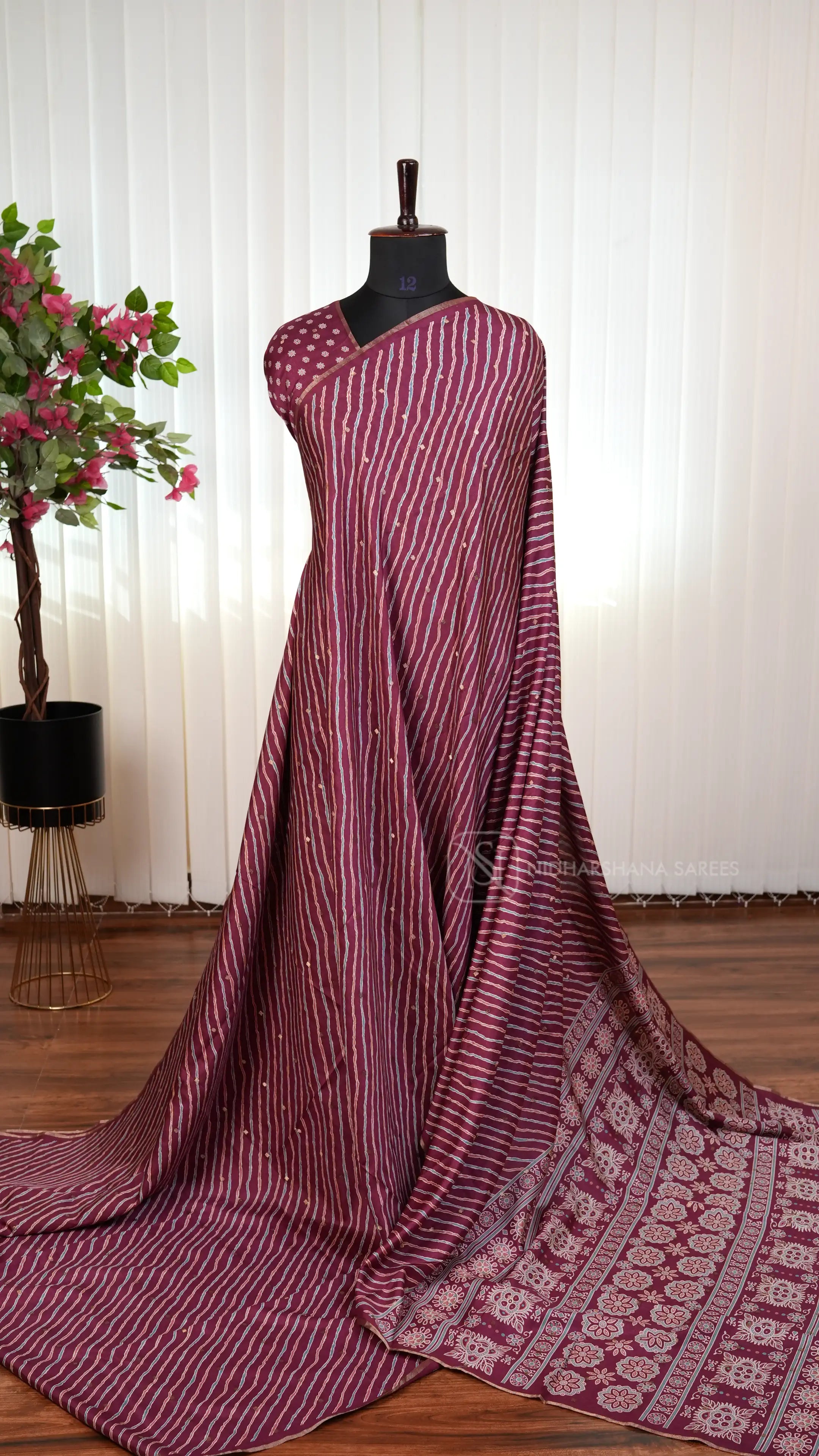 Light Weight Semi Tussar Silk Saree With Lehariya Concept And Zari Butta