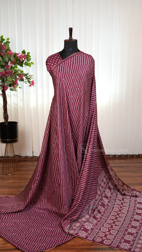 Light Weight Semi Tussar Silk Saree With Lehariya Concept And Zari Butta