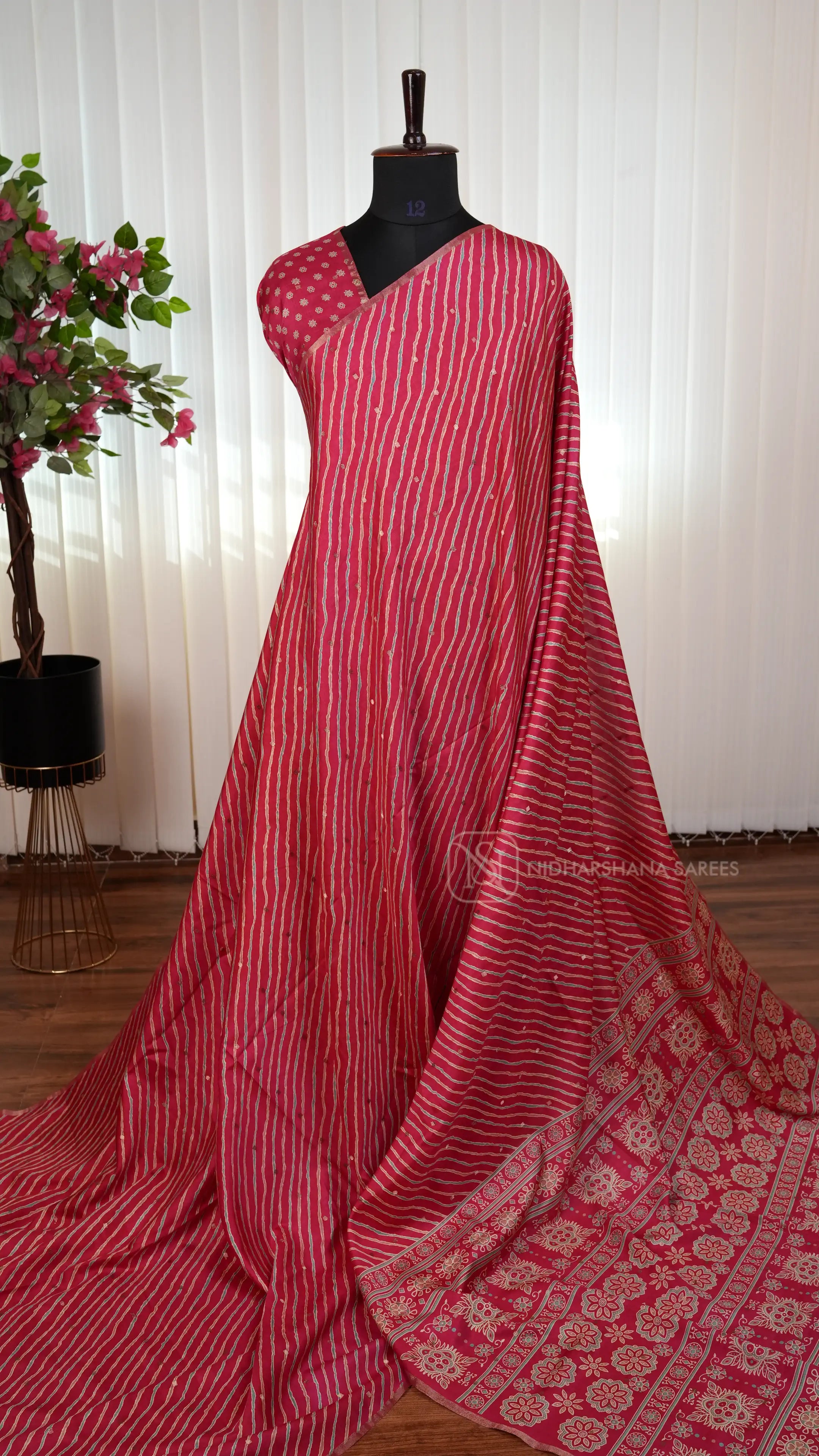 Light Weight Semi Tussar Silk Saree With Lehariya Concept And Zari Butta