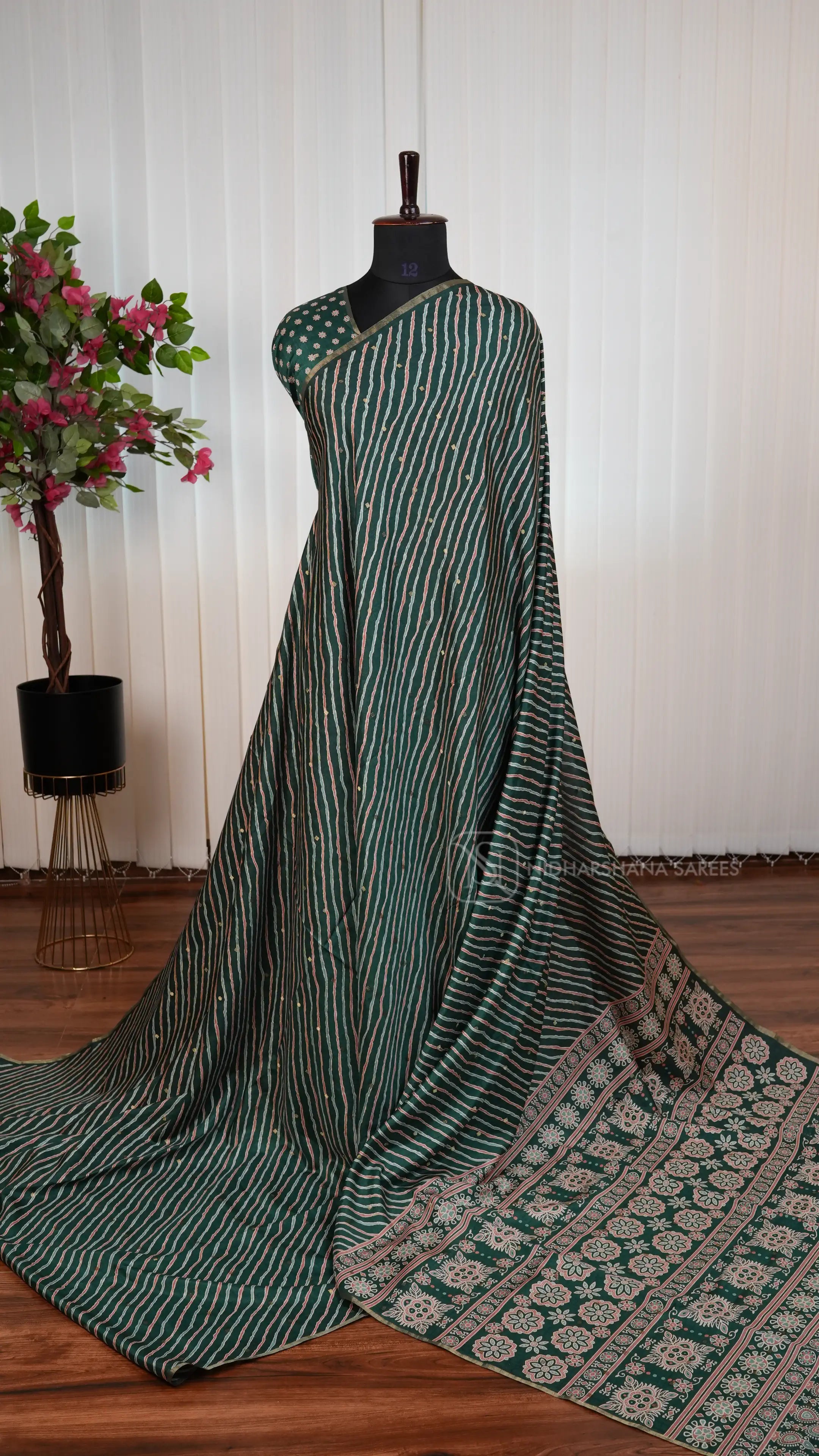 Light Weight Semi Tussar Silk Saree With Lehariya Concept And Zari Butta