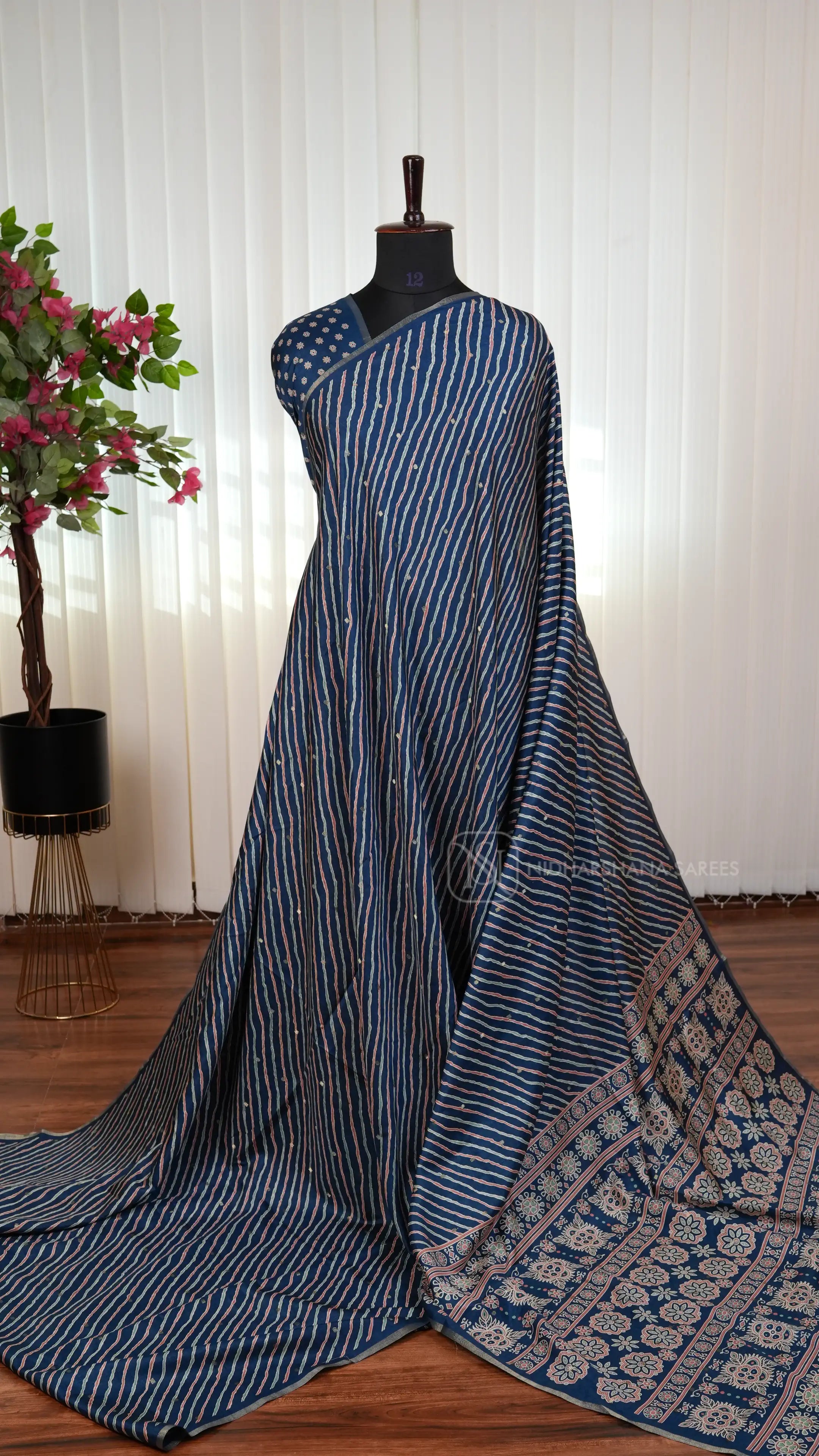 Light Weight Semi Tussar Silk Saree With Lehariya Concept And Zari Butta