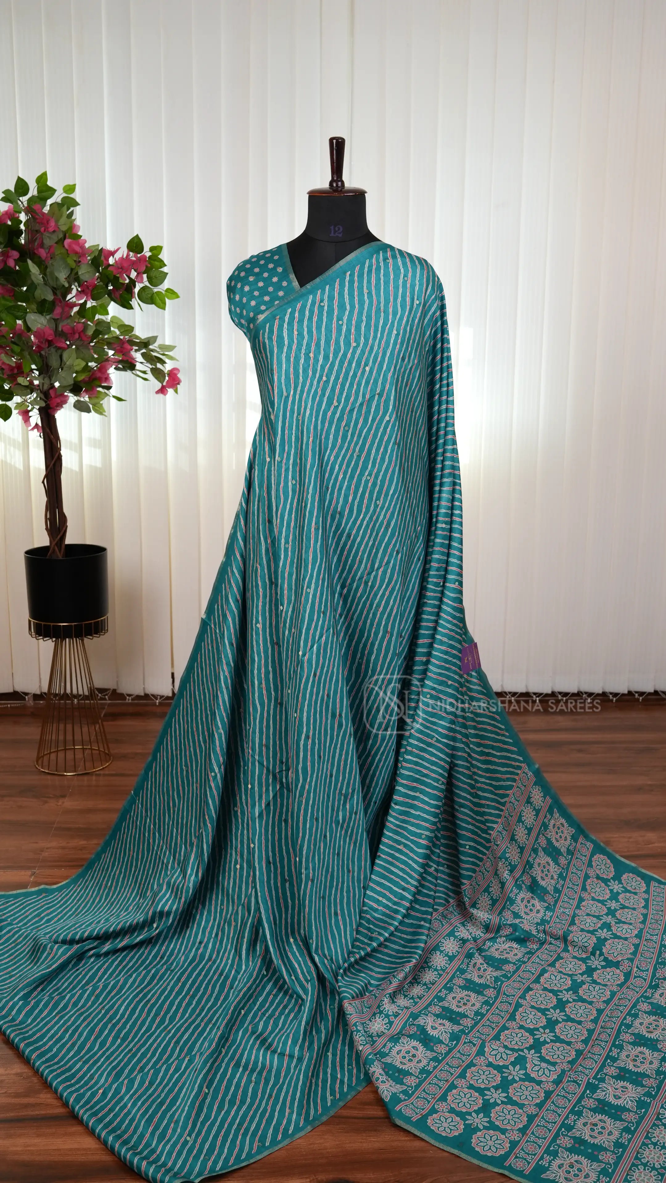 Light Weight Semi Tussar Silk Saree With Lehariya Concept And Zari Butta