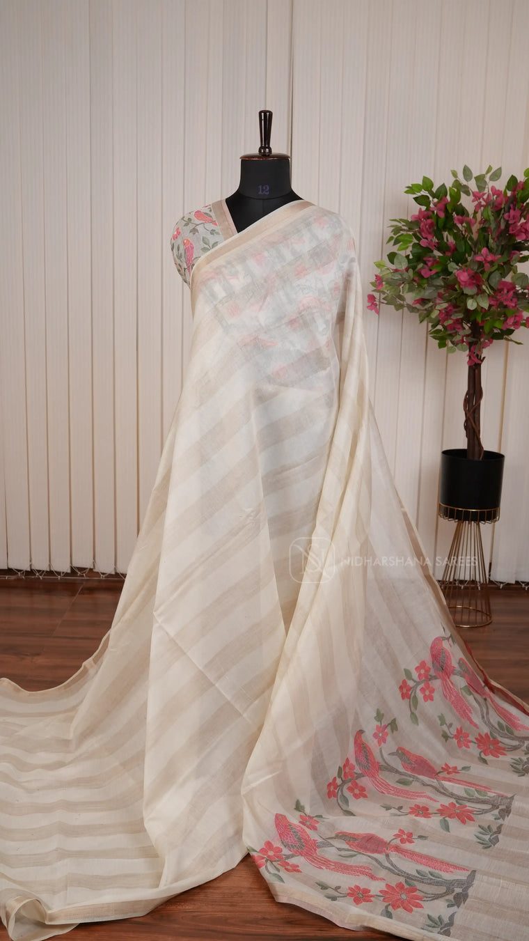 Semi Munga Cotton With Thread Woven Concept Pallu