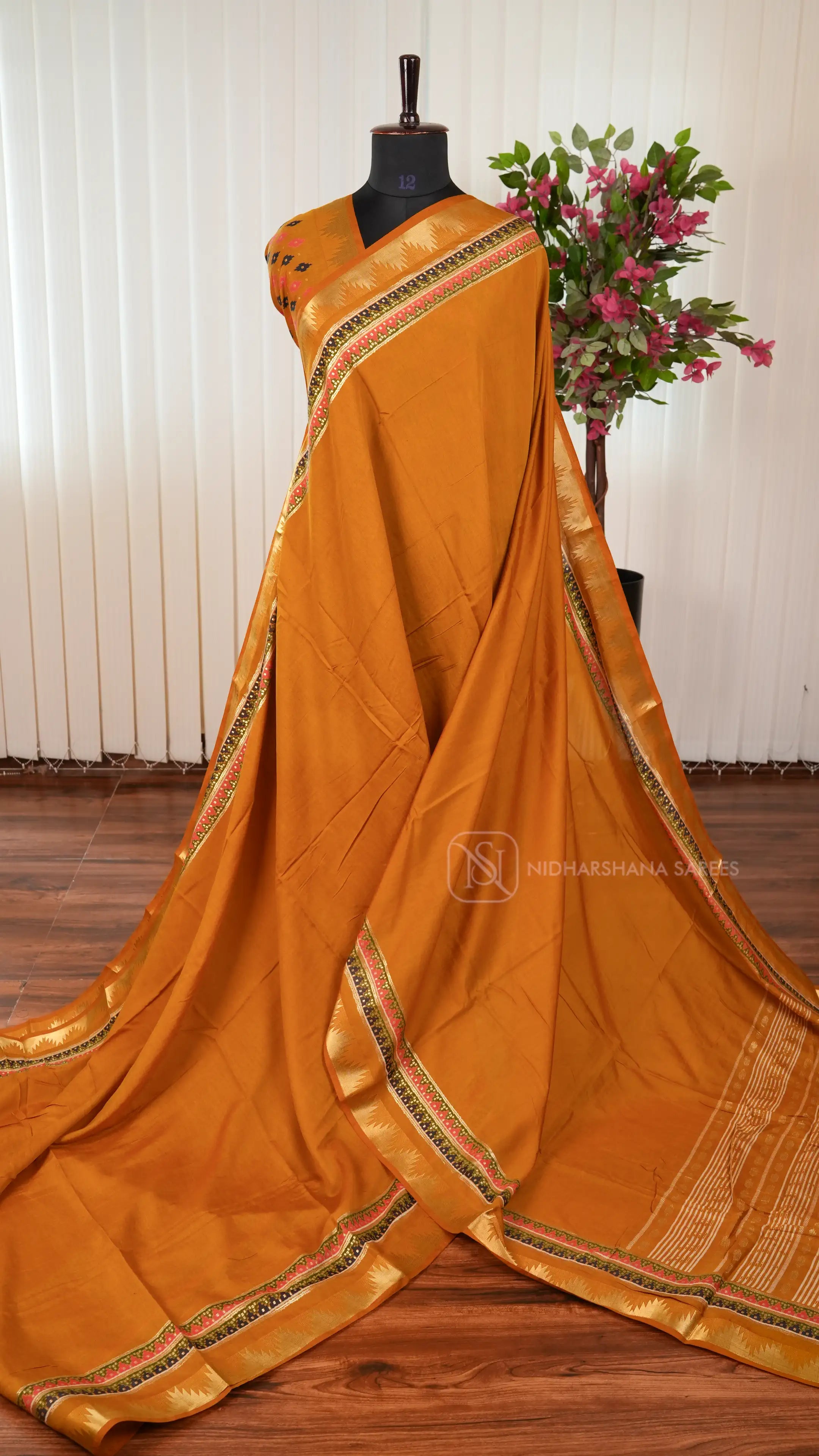 Premium Viscose Saree With Temple Tower Woven Zari Border
