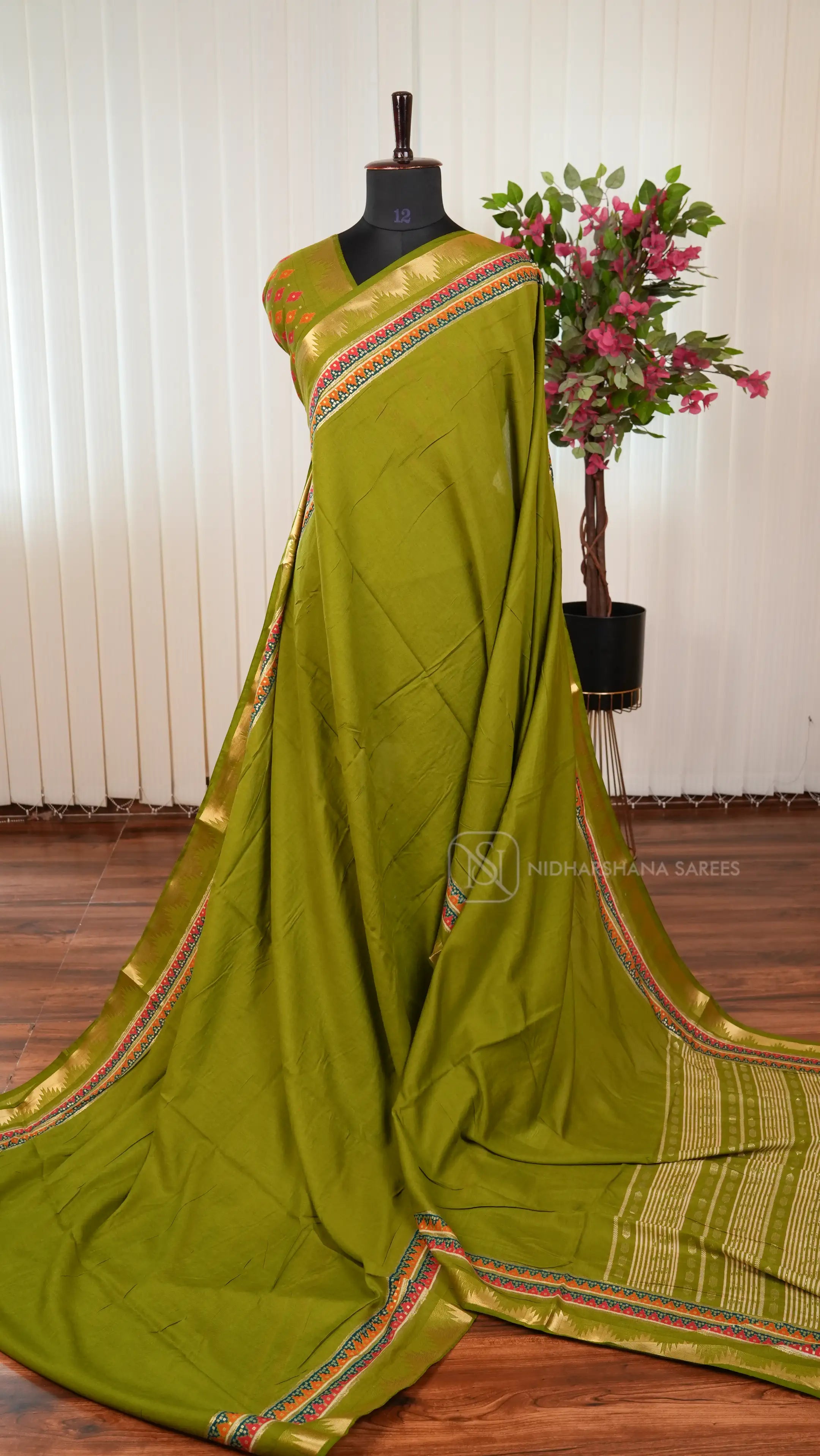 Premium Viscose Saree With Temple Tower Woven Zari Border