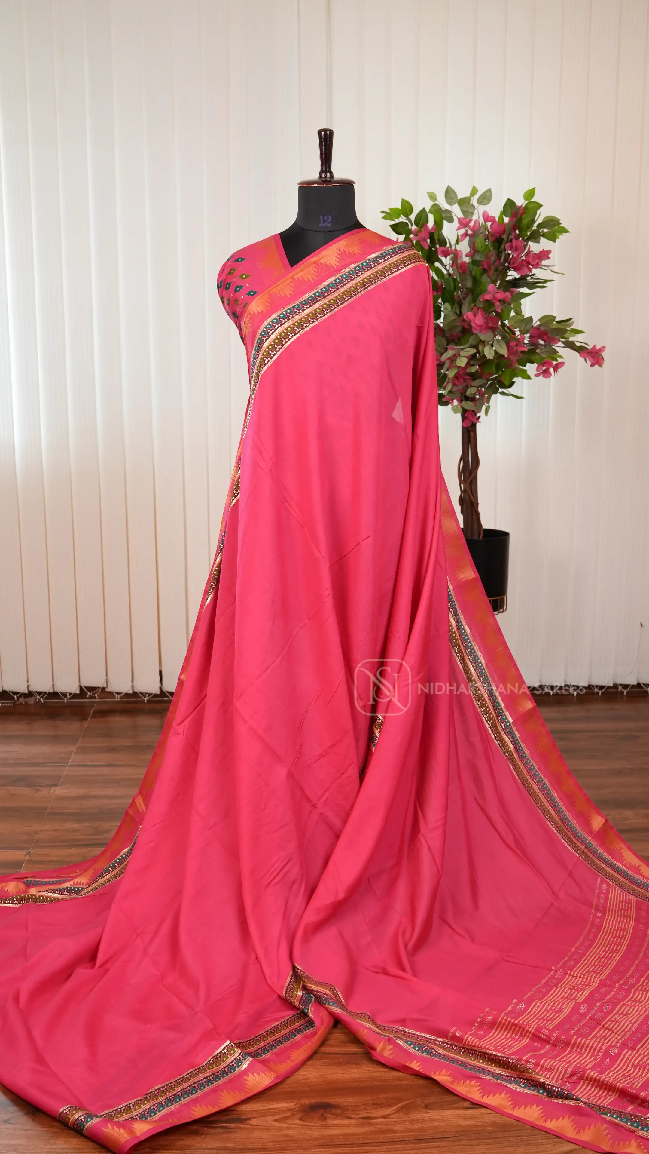 Premium Viscose Saree With Temple Tower Woven Zari Border