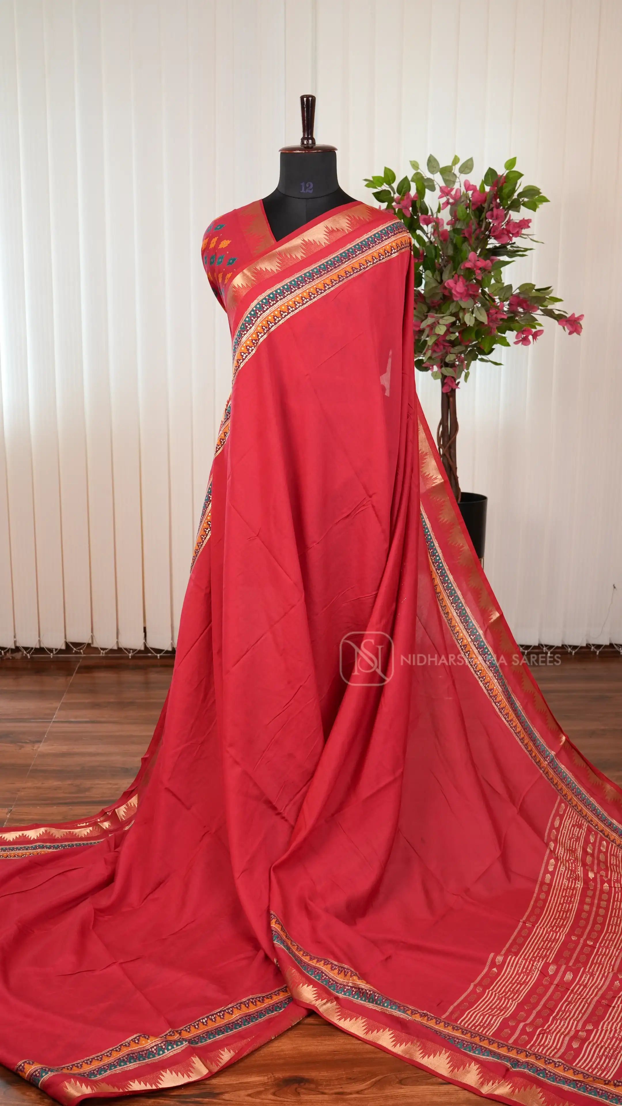 Premium Viscose Saree With Temple Tower Woven Zari Border