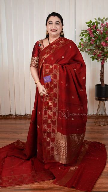Tussar Georgette Saree With Zari Butta And Zari Border