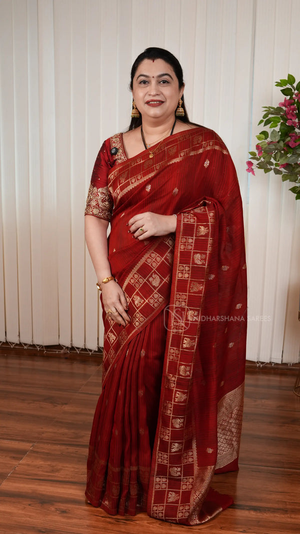 Tussar Georgette Saree With Zari Butta And Zari Border