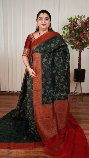 Tussar Viscose Saree With Antic Zari Woven Concept And Contrast Zari Border