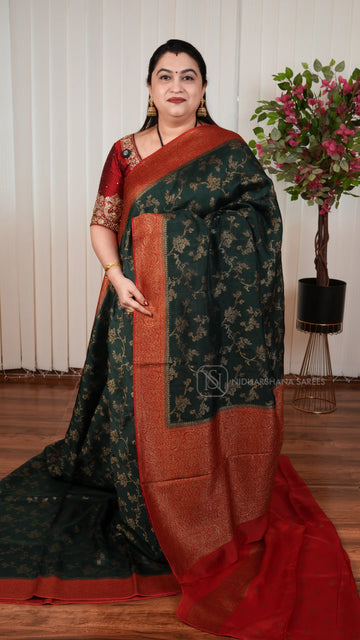 Tussar Viscose Saree With Antic Zari Woven Concept And Contrast Zari Border