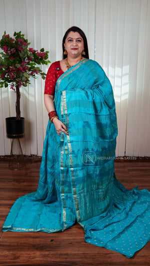 Premium Crepe Silk Saree With Crushed Concept And Chit Zari Border