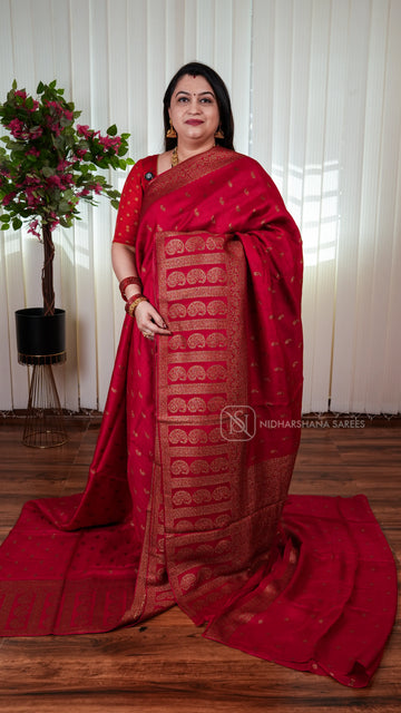 Tussar By Viscose With Antic Zari Mango Butta And Zari Weaving Border