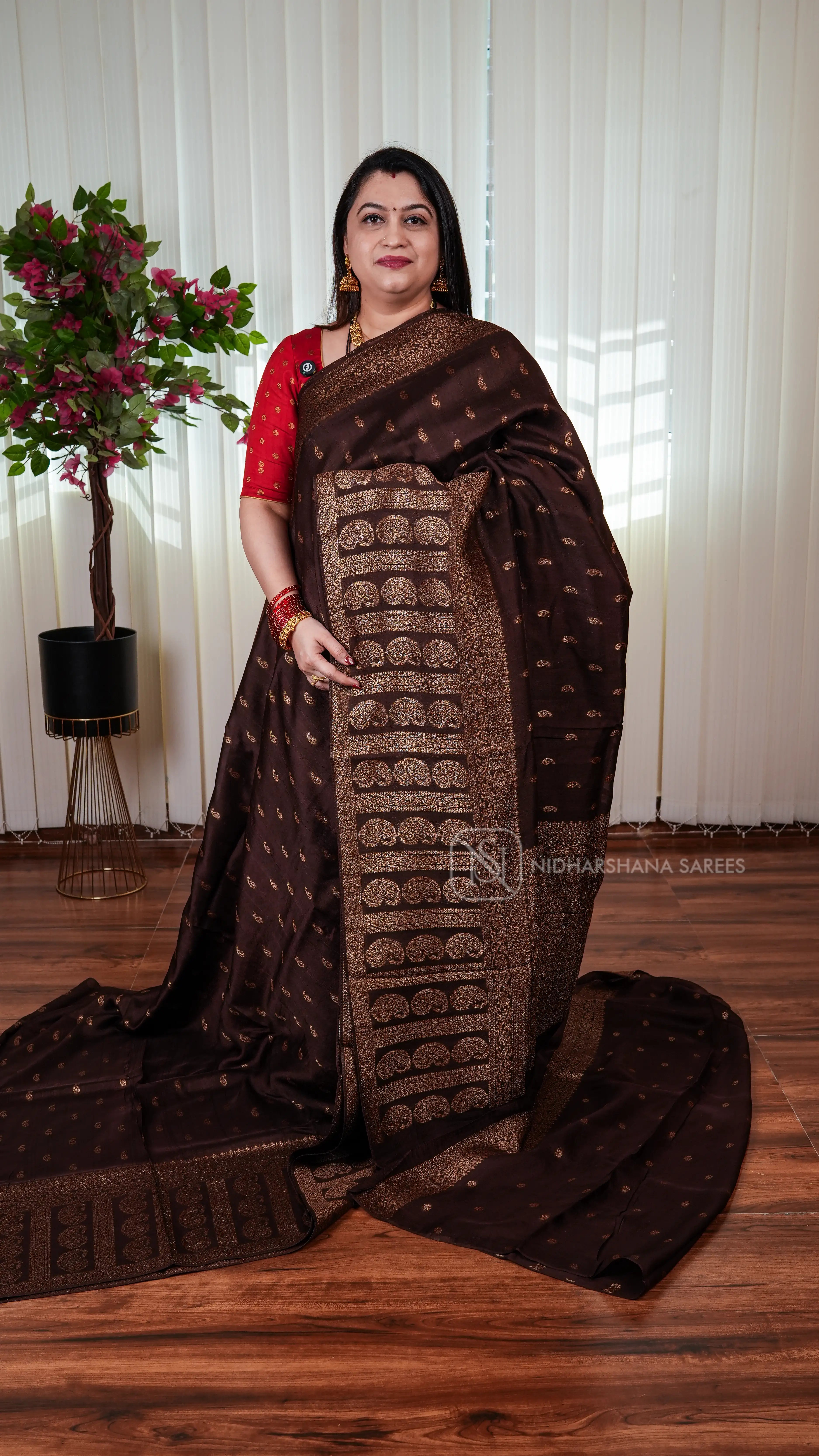 Tussar By Viscose With Antic Zari Mango Butta And Zari Weaving Border