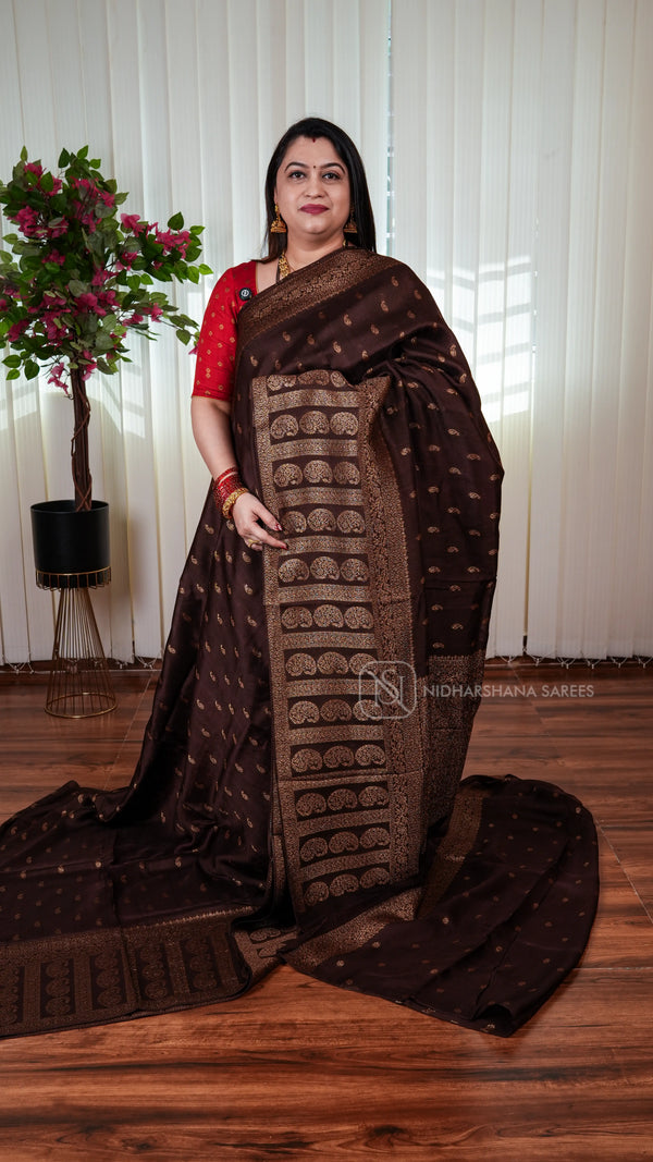 Tussar By Viscose With Antic Zari Mango Butta And Zari Weaving Border