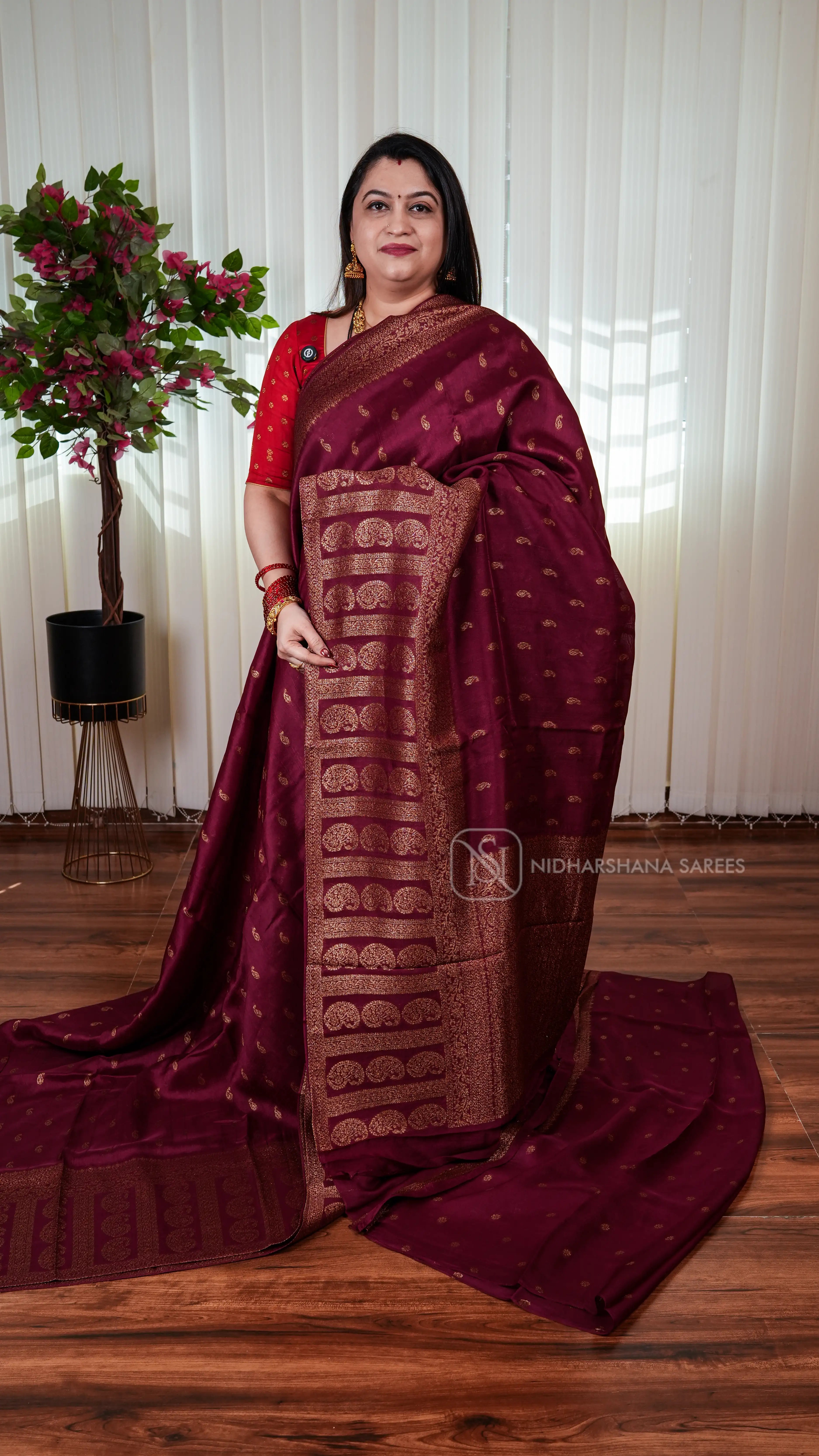 Tussar By Viscose With Antic Zari Mango Butta And Zari Weaving Border