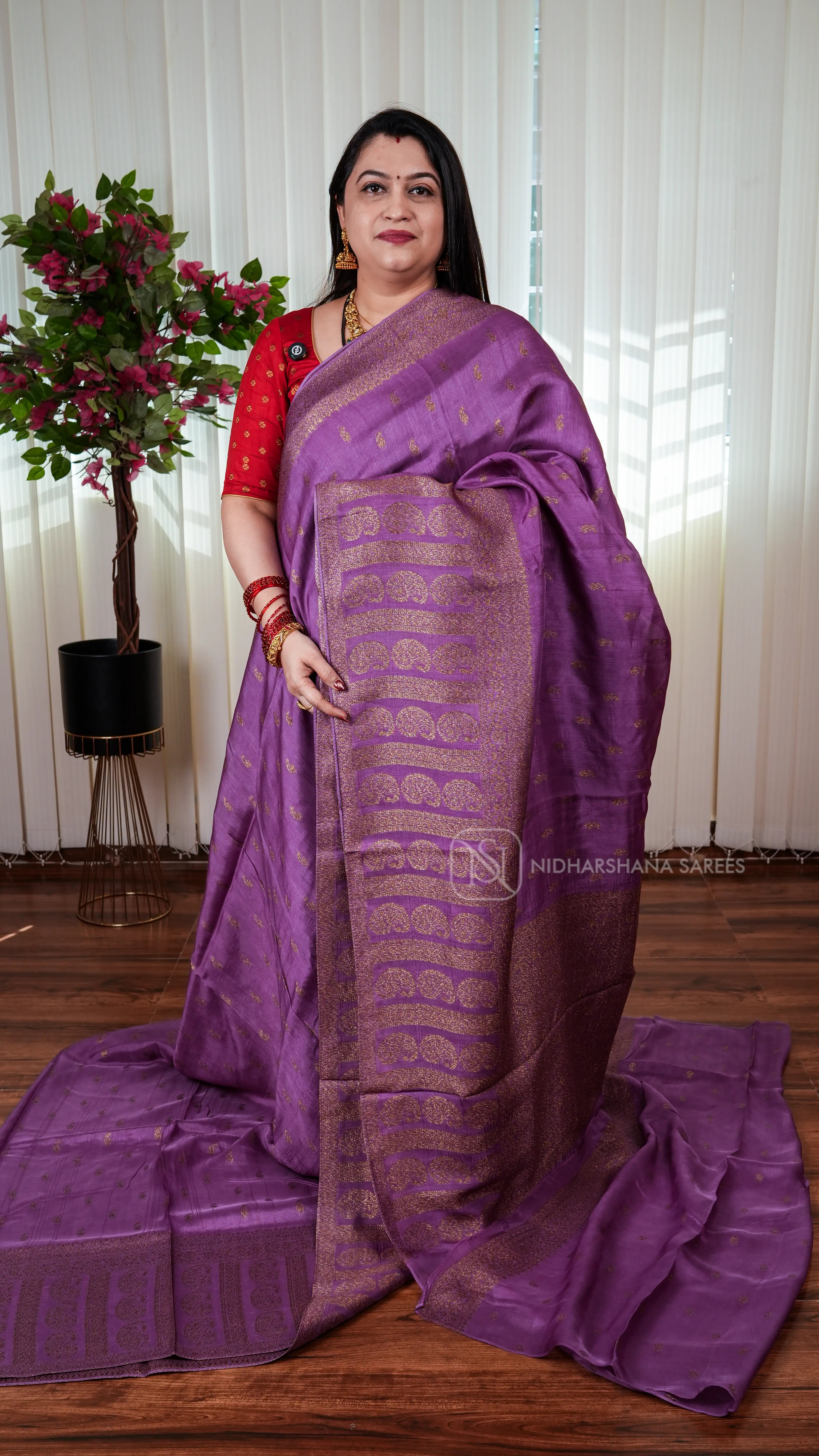 Tussar By Viscose With Antic Zari Mango Butta And Zari Weaving Border