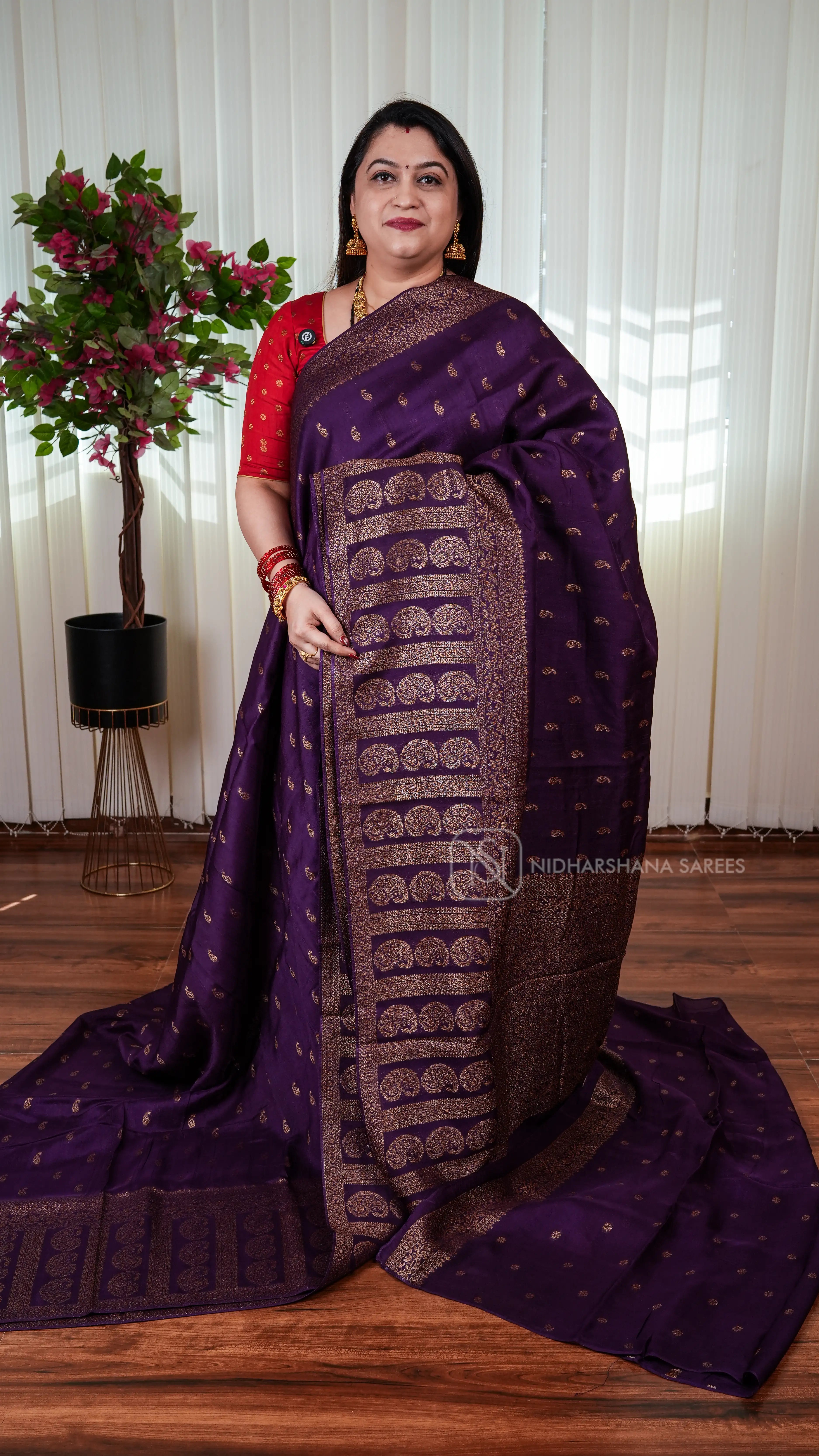 Tussar By Viscose With Antic Zari Mango Butta And Zari Weaving Border