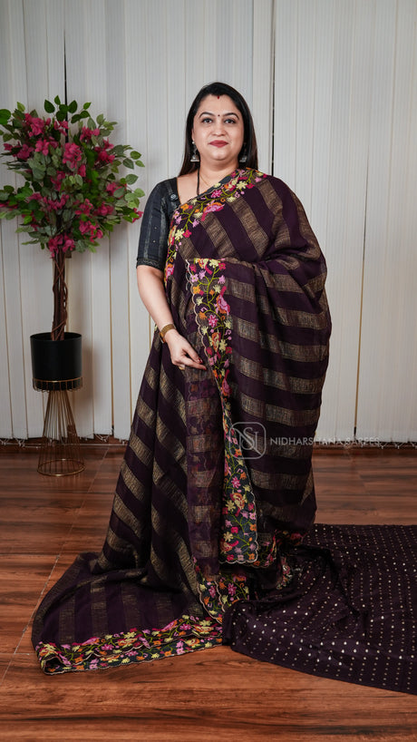 Crush Chiffon With Thread Embriodery Concept