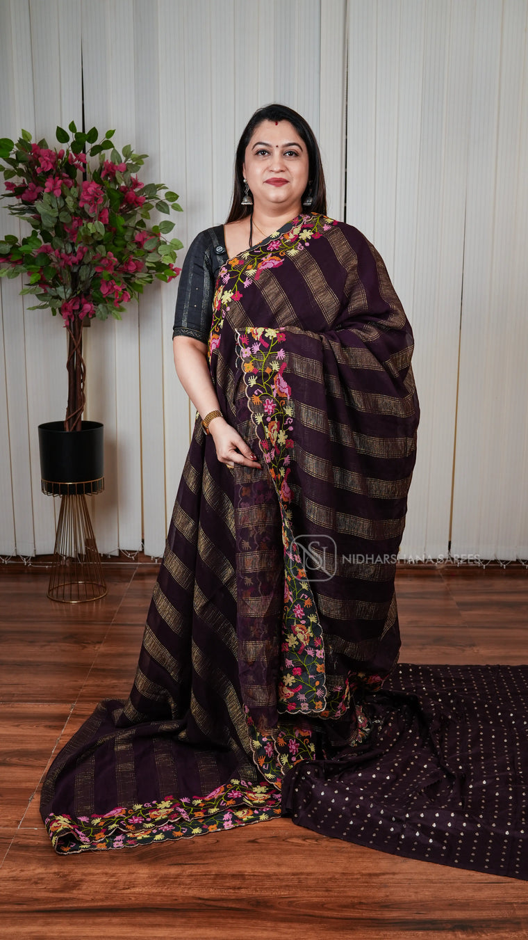 Crush Chiffon With Thread Embriodery Concept