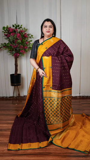 Pure Viscose Crepe With Zari Butta And Mango Motif COntrast Border
