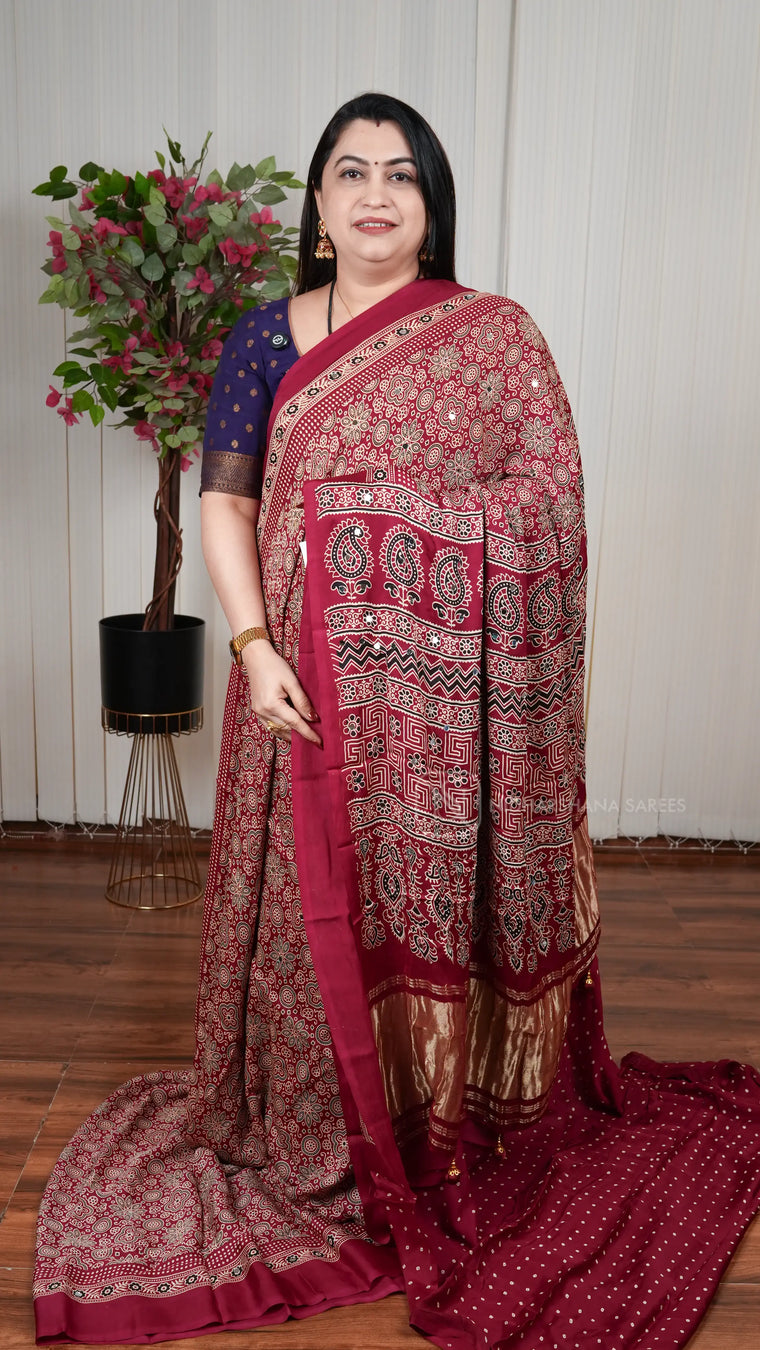Modal Silk Saree With Mirror Work Concept