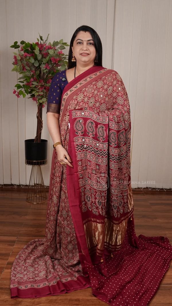 Modal Silk Saree With Mirror Work Concept
