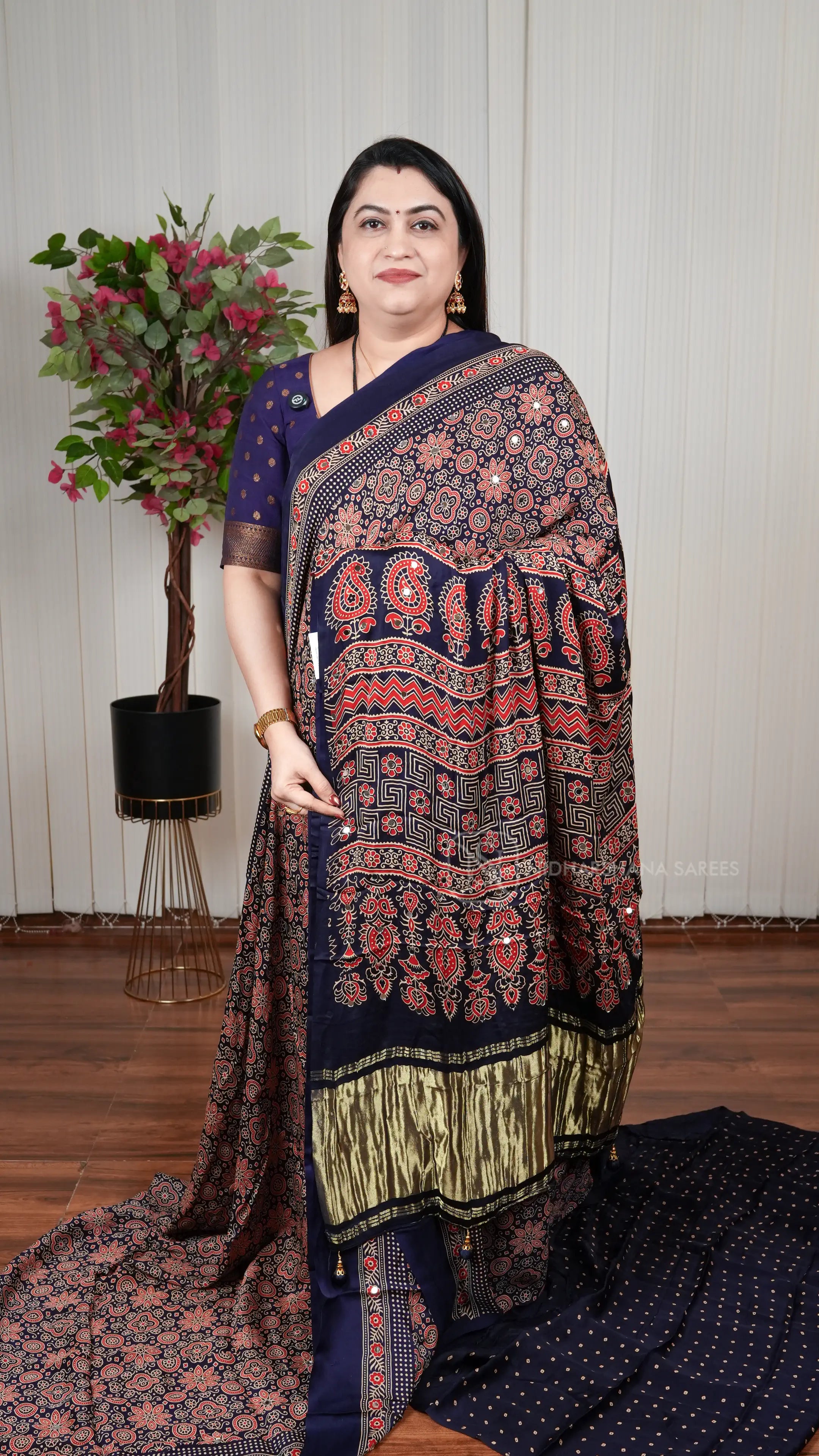Modal Silk Saree With Mirror Work Concept
