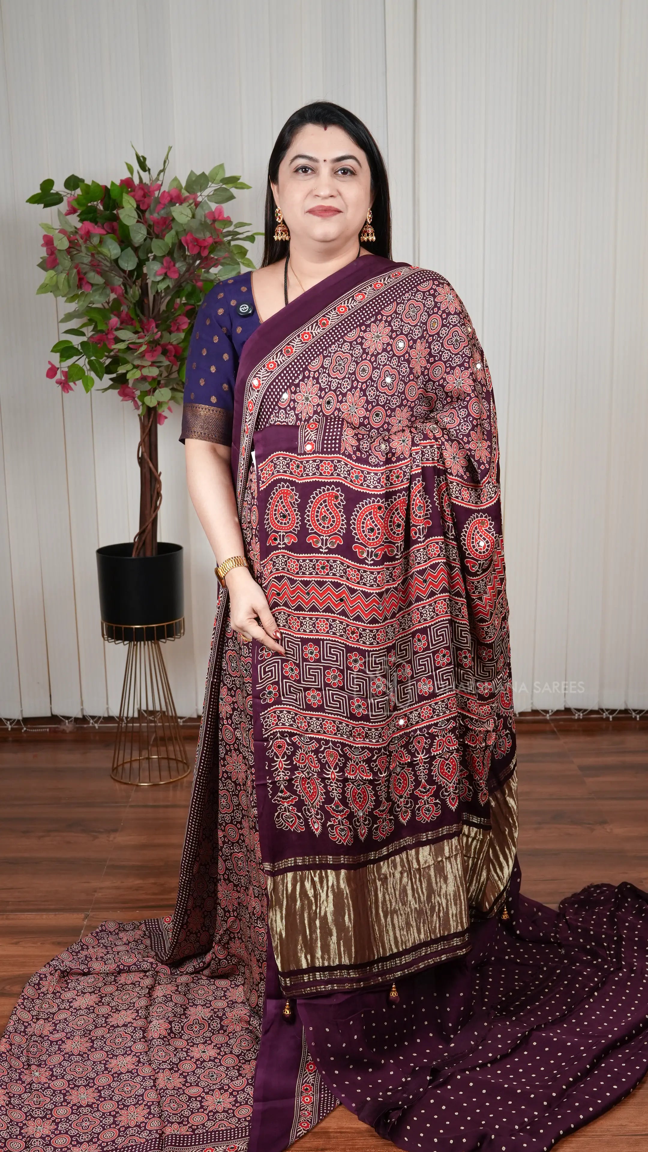 Modal Silk Saree With Mirror Work Concept