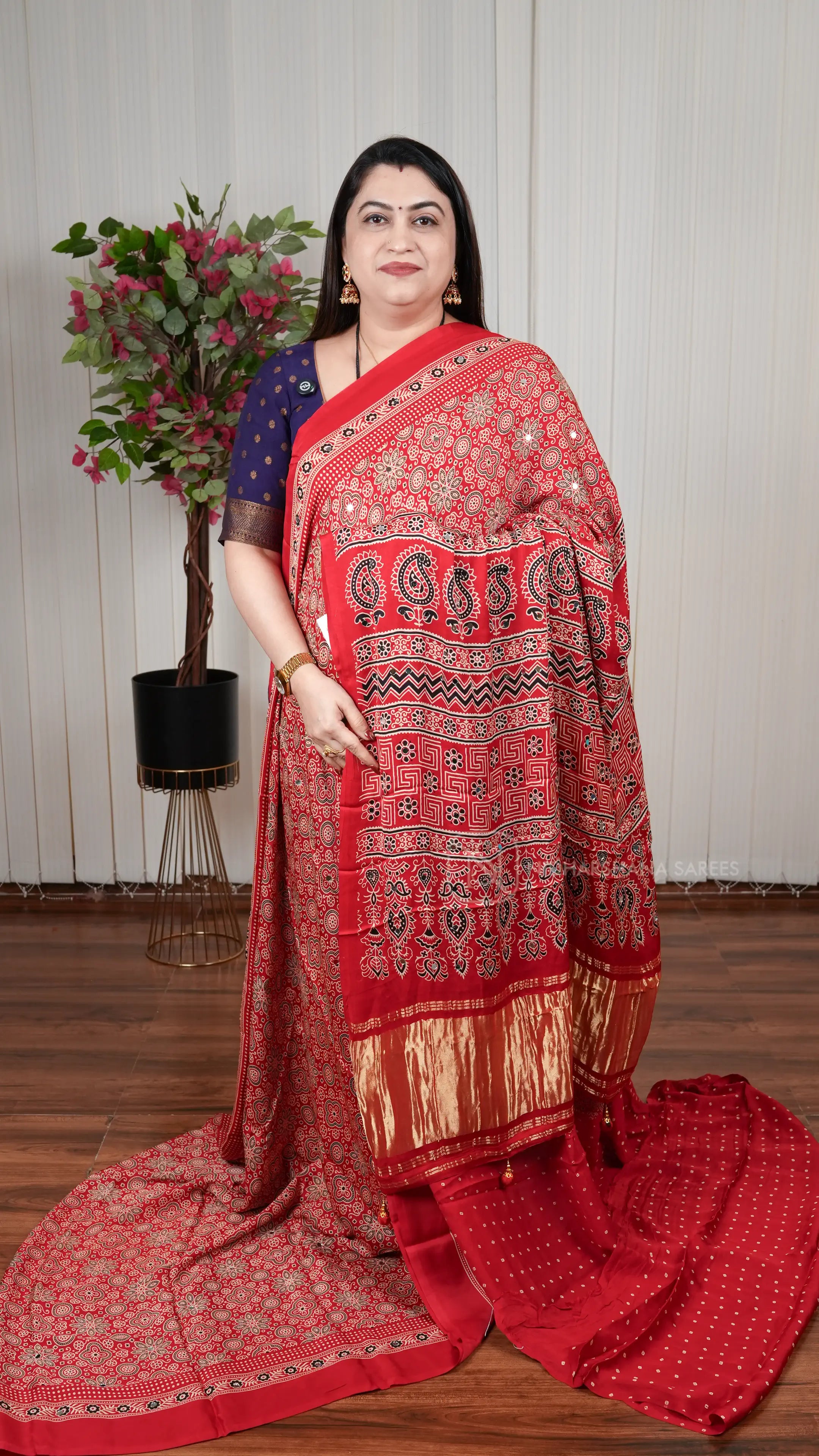 Modal Silk Saree With Mirror Work Concept