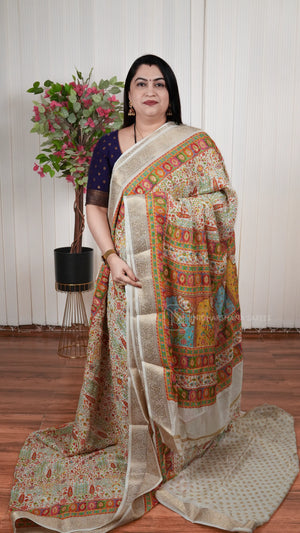 Semi Georgette Saree With Foil Print Concept And Zari Border