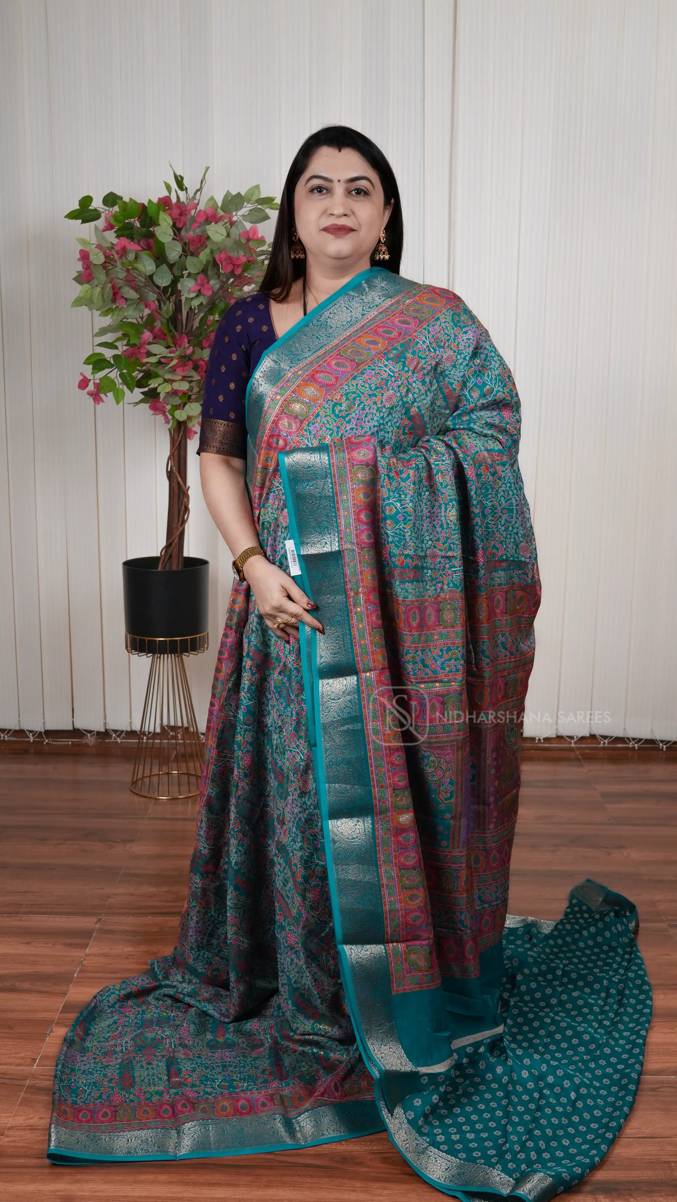 Semi Georgette Saree With Foil Print Concept And Zari Border