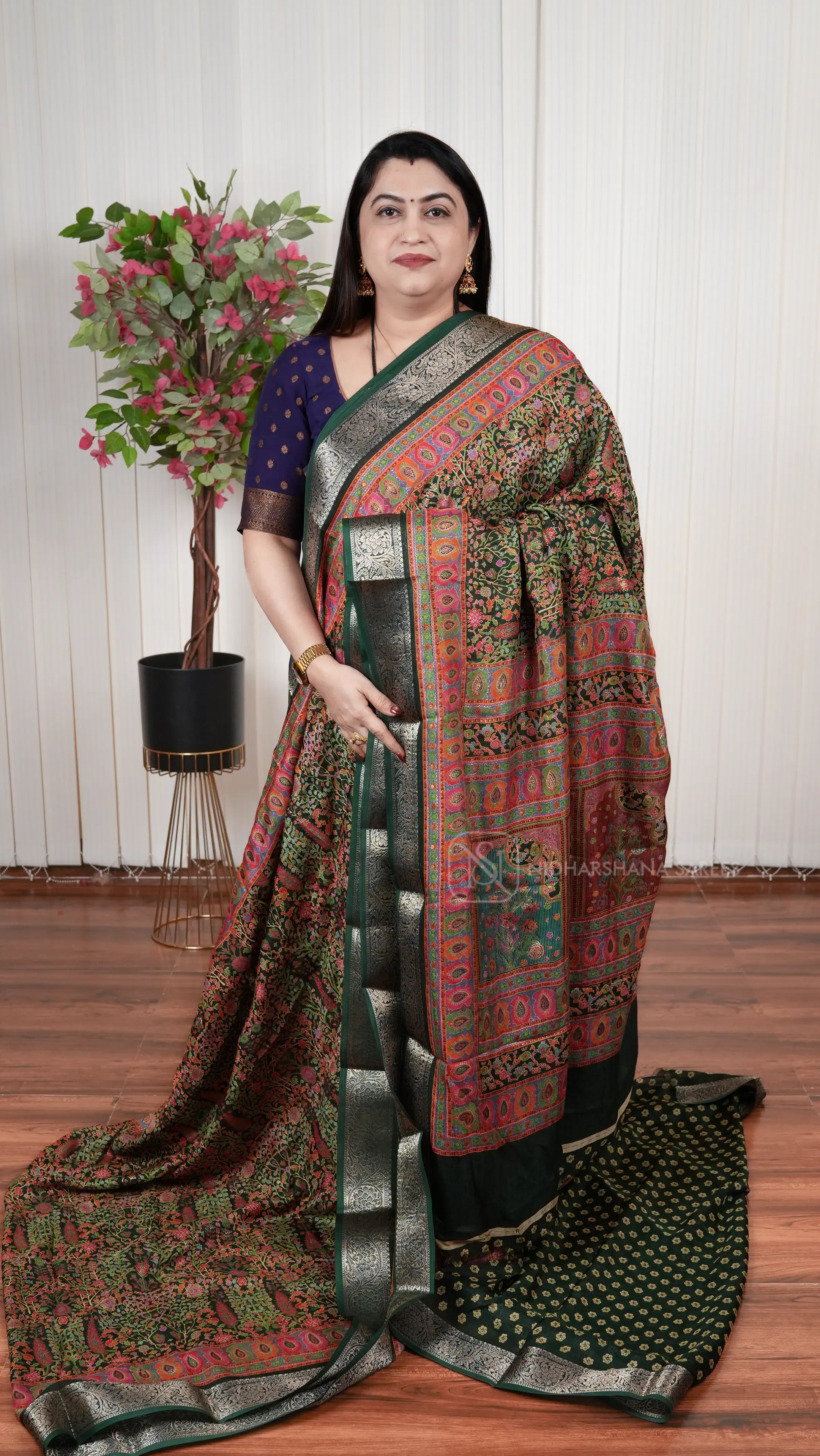 Semi Georgette Saree With Foil Print Concept And Zari Border