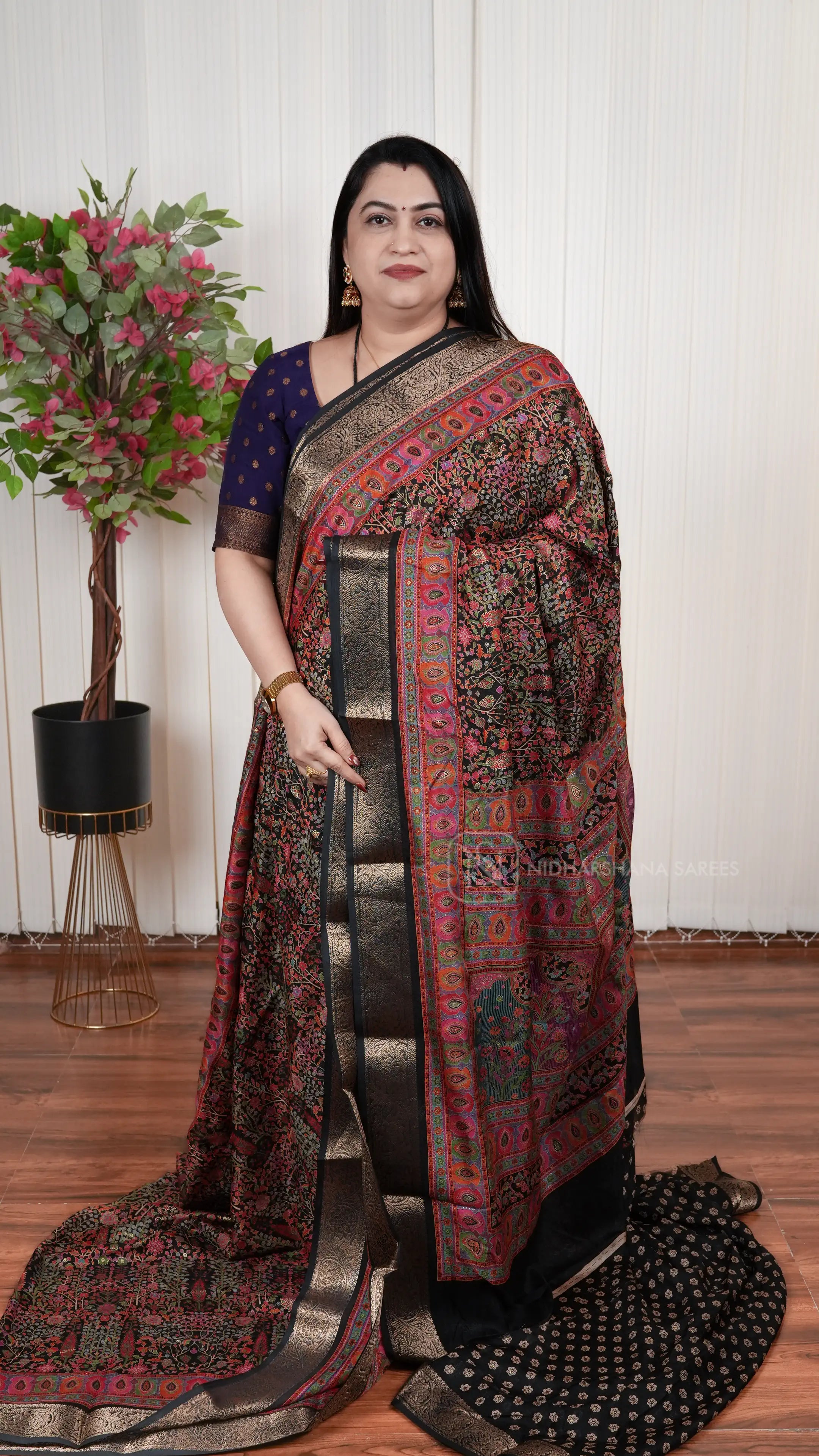Semi Georgette Saree With Foil Print Concept And Zari Border