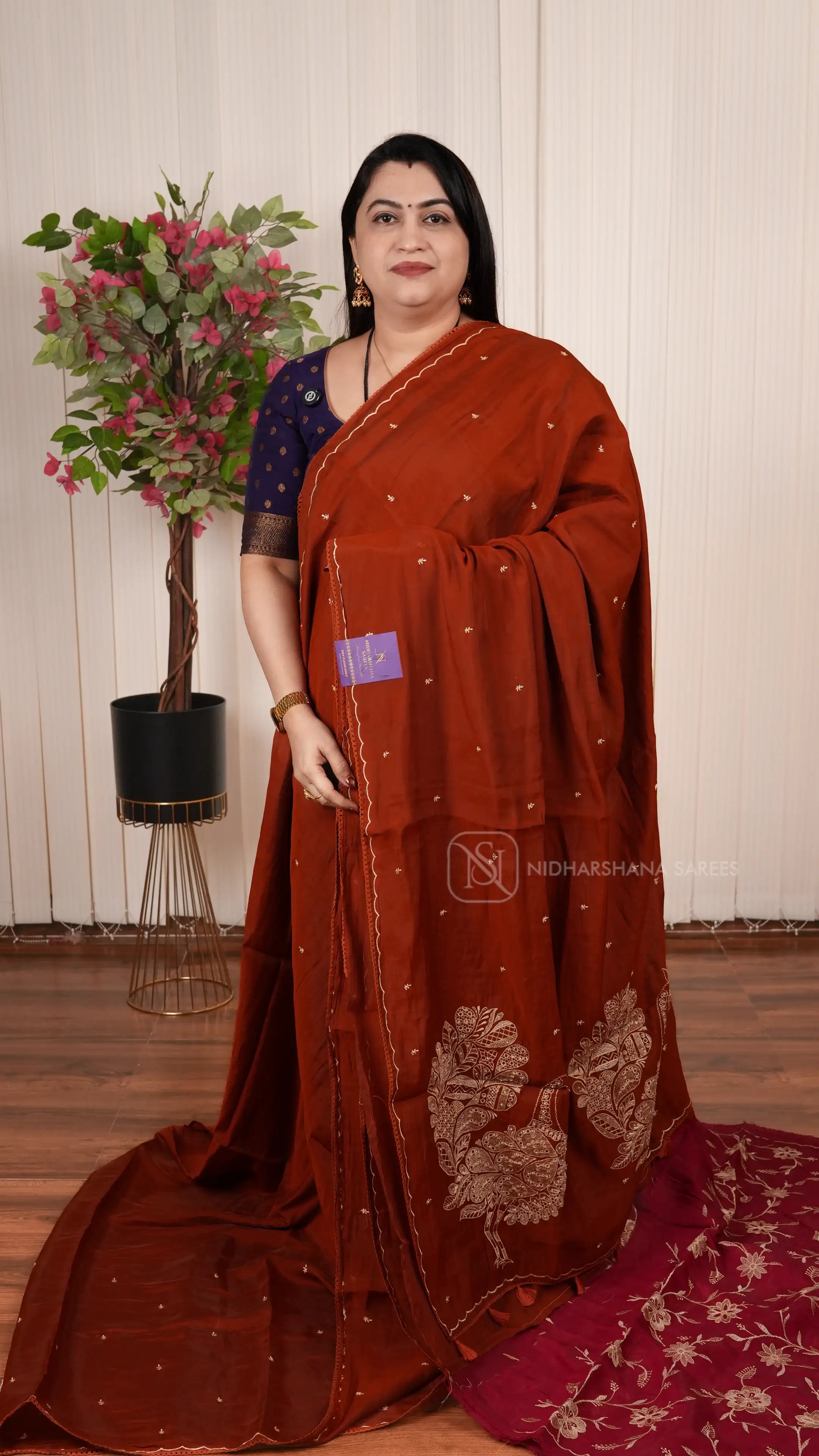 Viscose Silk Saree With Embroidery Butta And Peacock Concept Embroidery Pallu