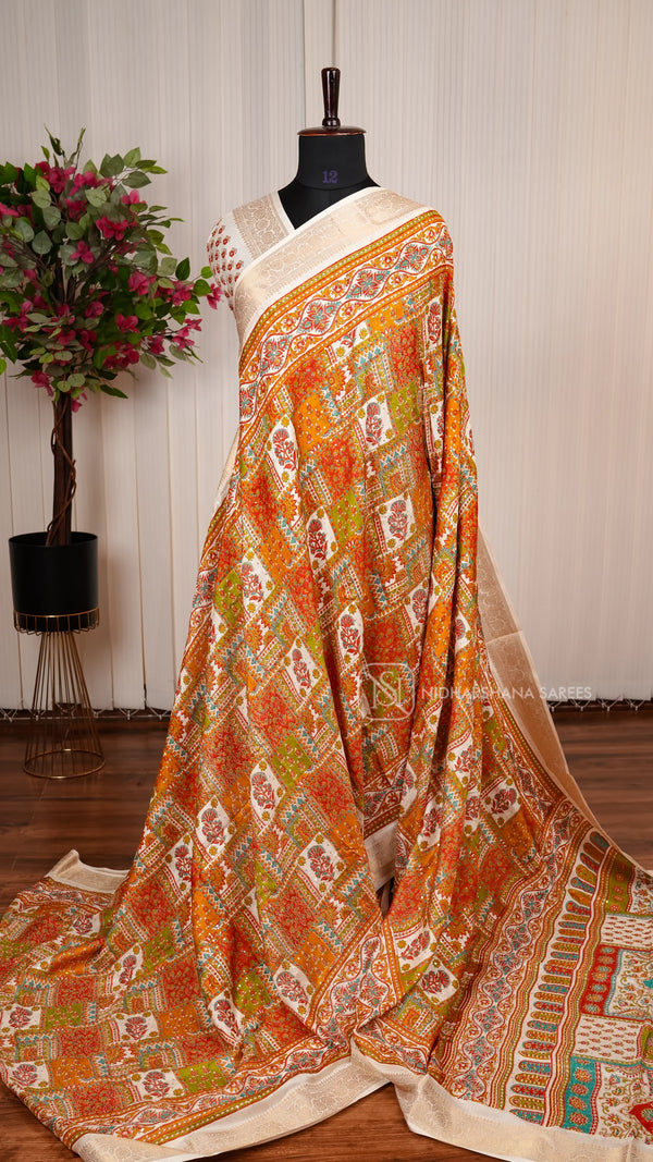Georgette Saree With Sequence Stone Concept And Floral Zari Border
