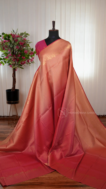 Semi Kanchipuram Soft Silk Saree With Floral Zari Border