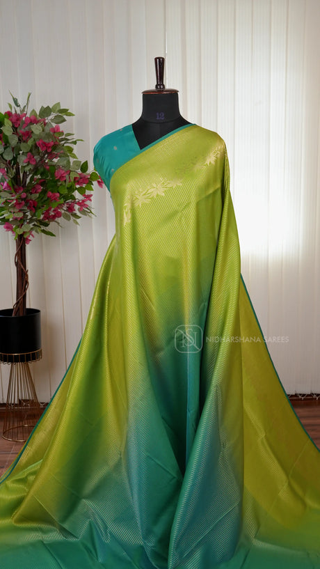 Semi Kanchipuram Soft Silk Saree With Floral Zari Border