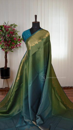 Semi Kanchipuram Soft Silk Saree With Floral Zari Border