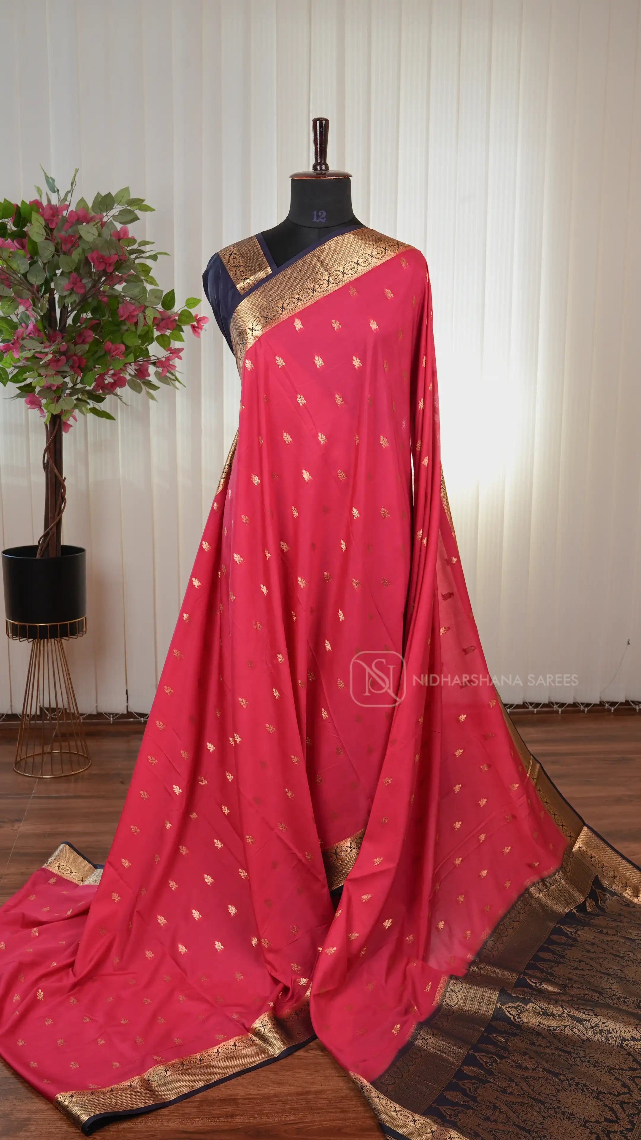 Semi Mysore Crepe Silk Saree With Rich Pallu Concept