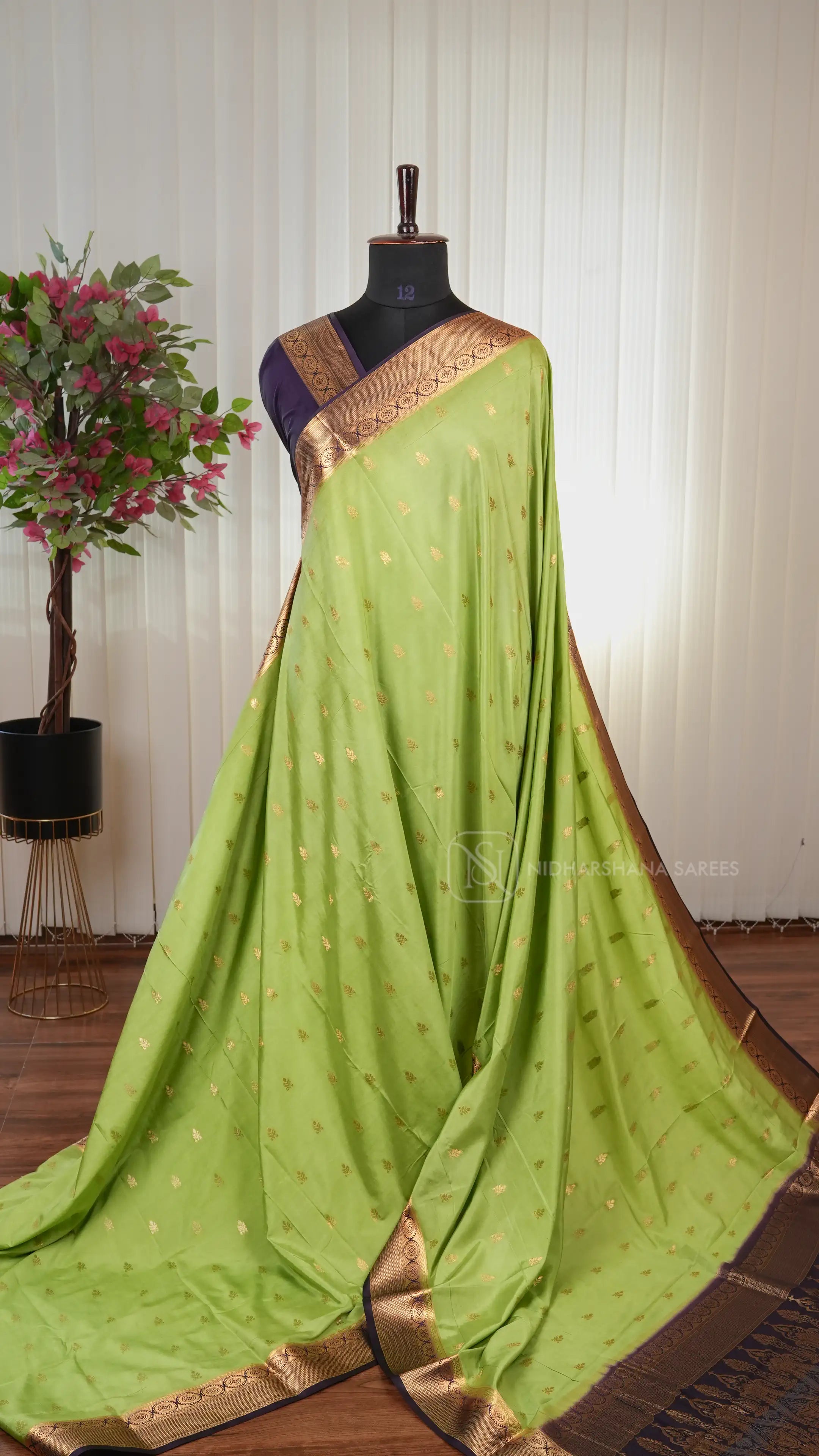 Semi Mysore Crepe Silk Saree With Rich Pallu Concept