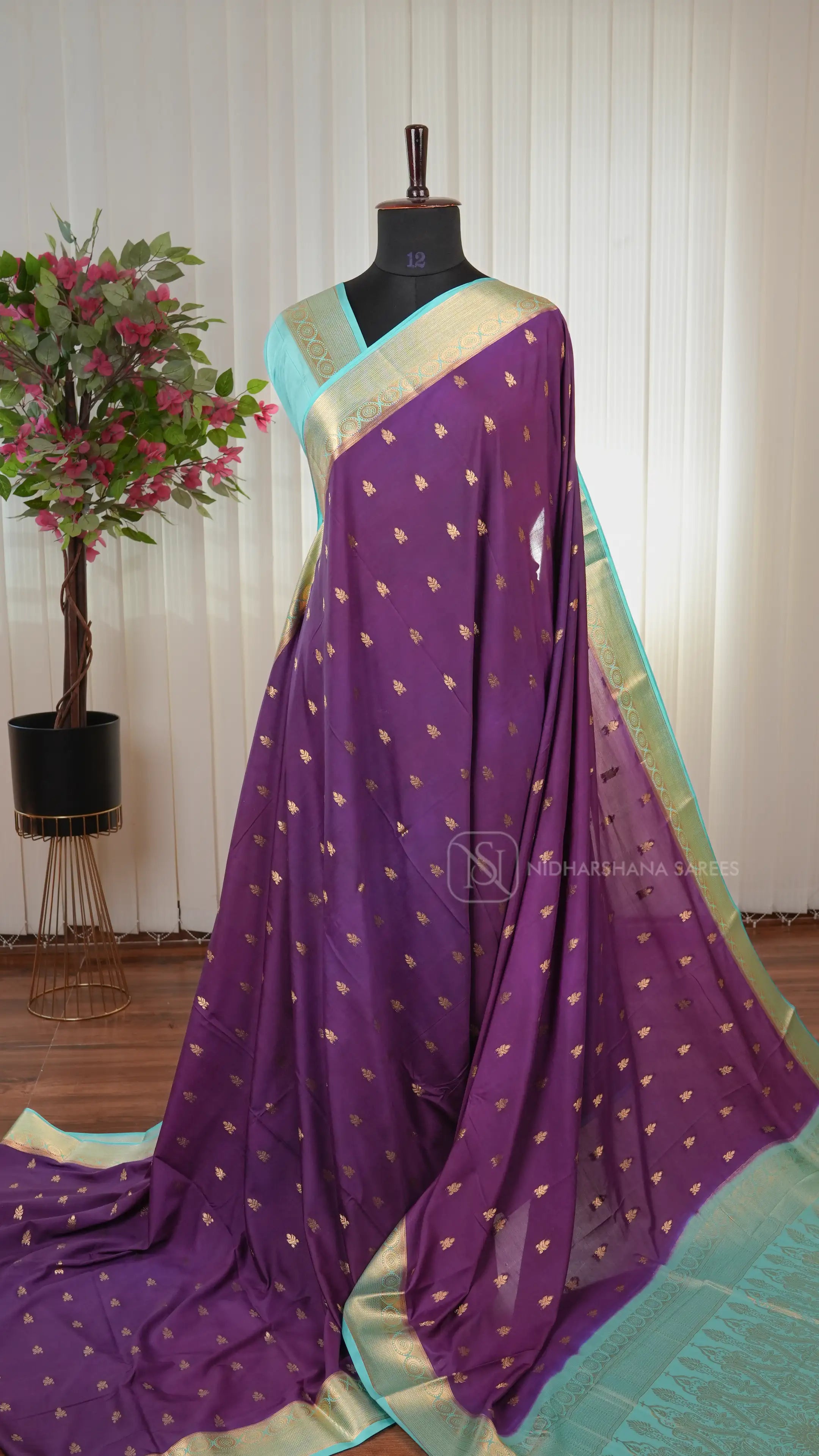 Semi Mysore Crepe Silk Saree With Rich Pallu Concept